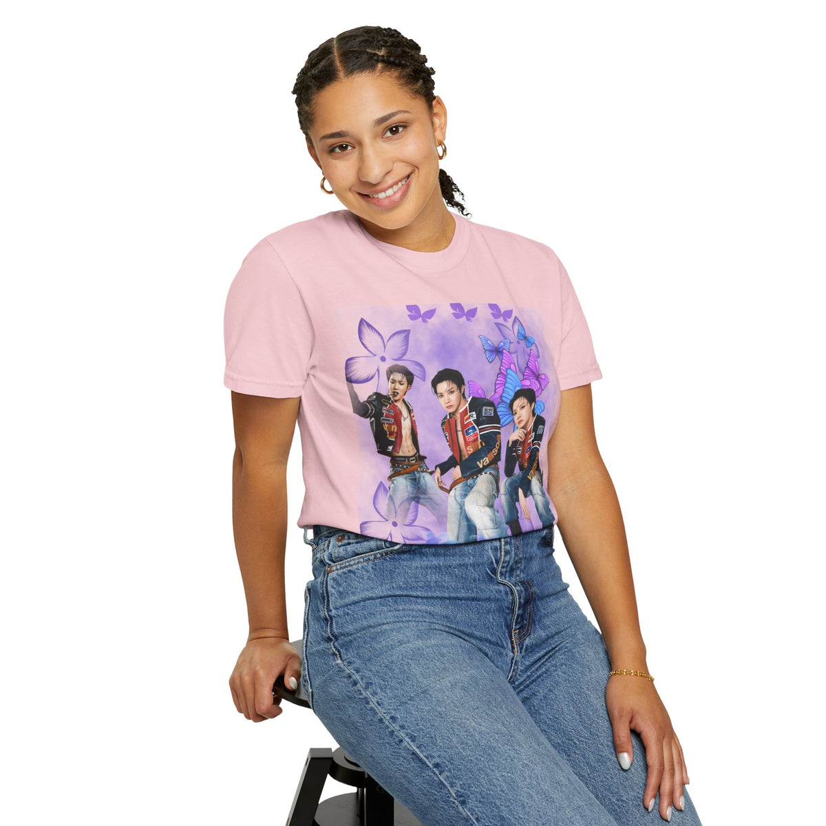 JHOPE Graphic T-Shirt — Purple Floral Portrait Tee