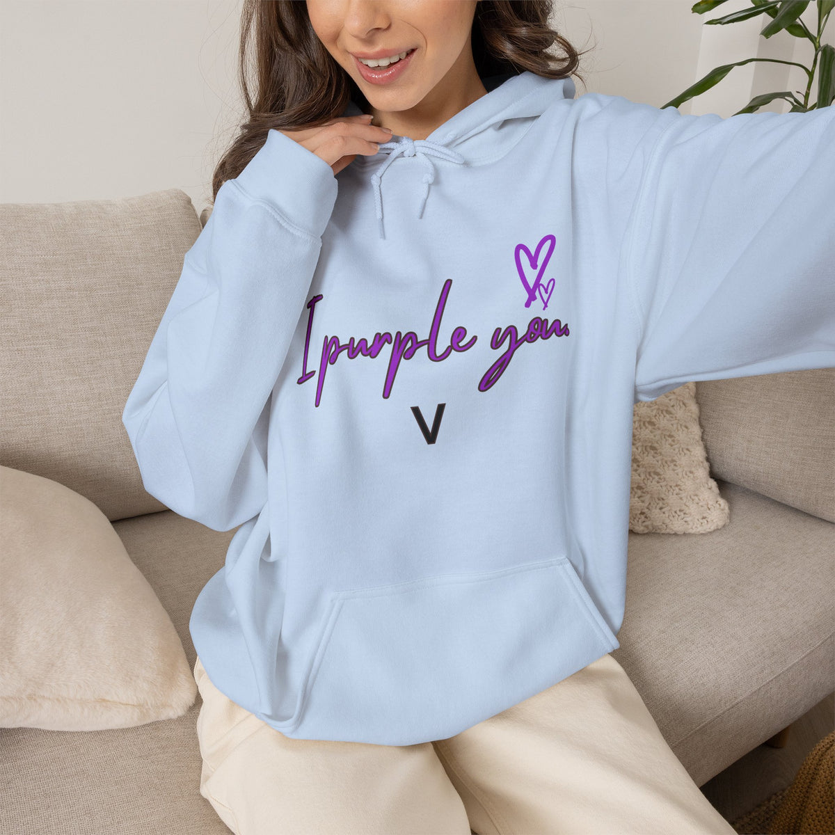 I Purple You Hoodie — K-Pop BTS Inspired Heart Script Sweatshirt