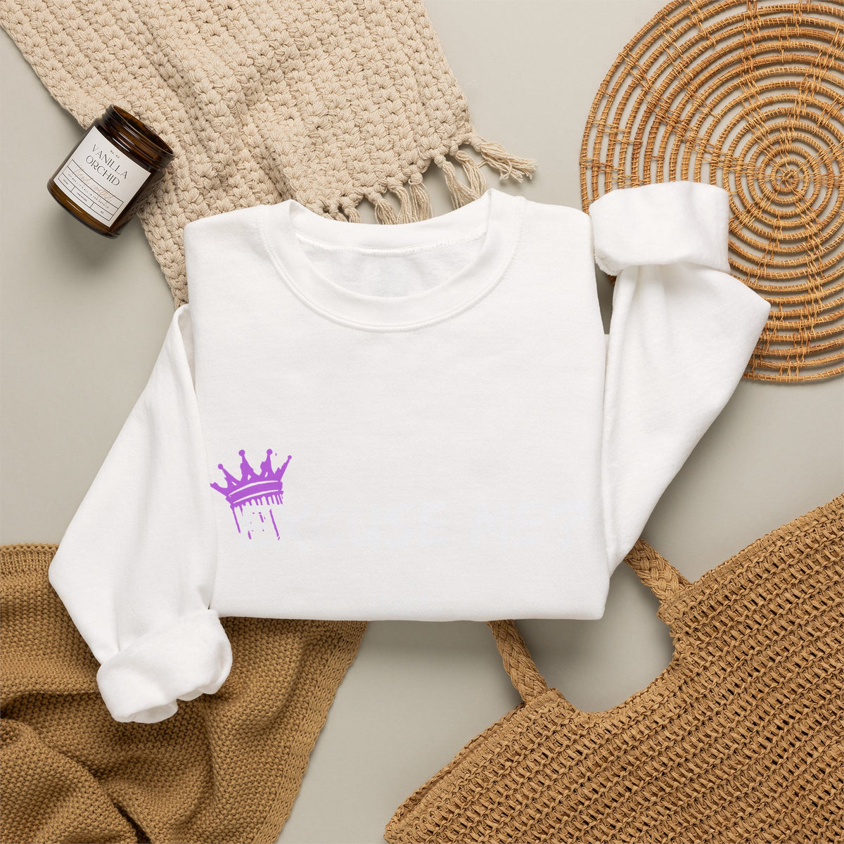 Jimin Excuse me? Purple Crown Crewneck Sweatshirt