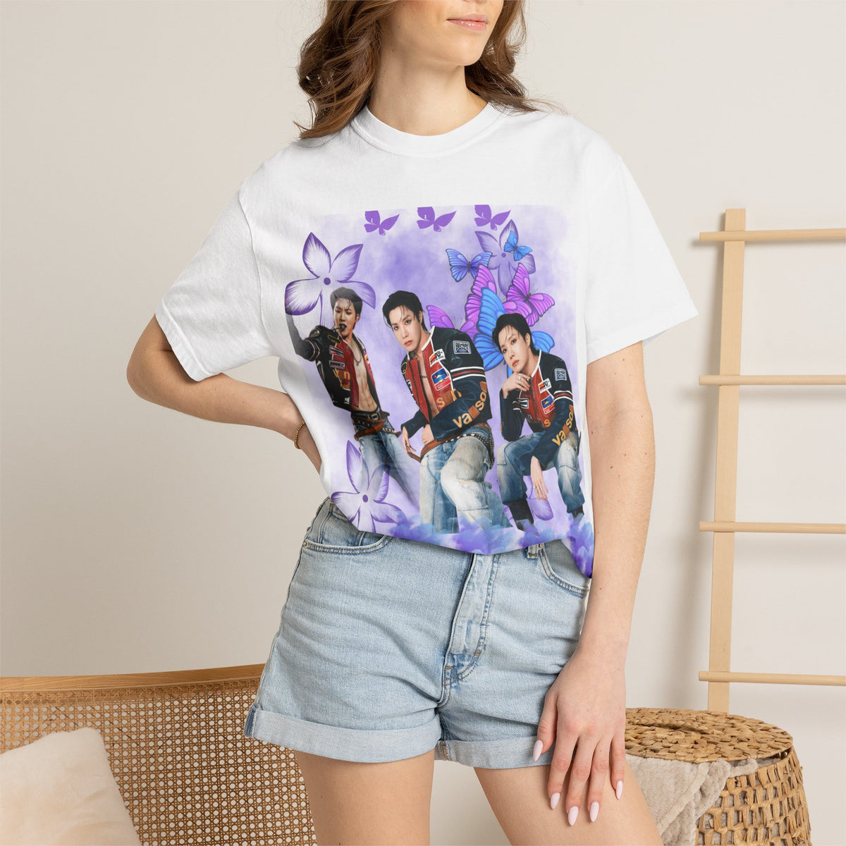 JHOPE Graphic T-Shirt — Purple Floral Portrait Tee
