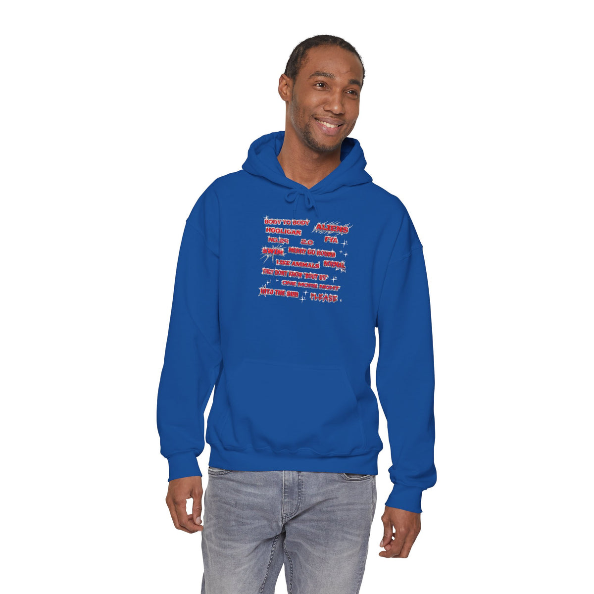 BTS Text Graphic Hoodie —  Red Script Sweatshirt