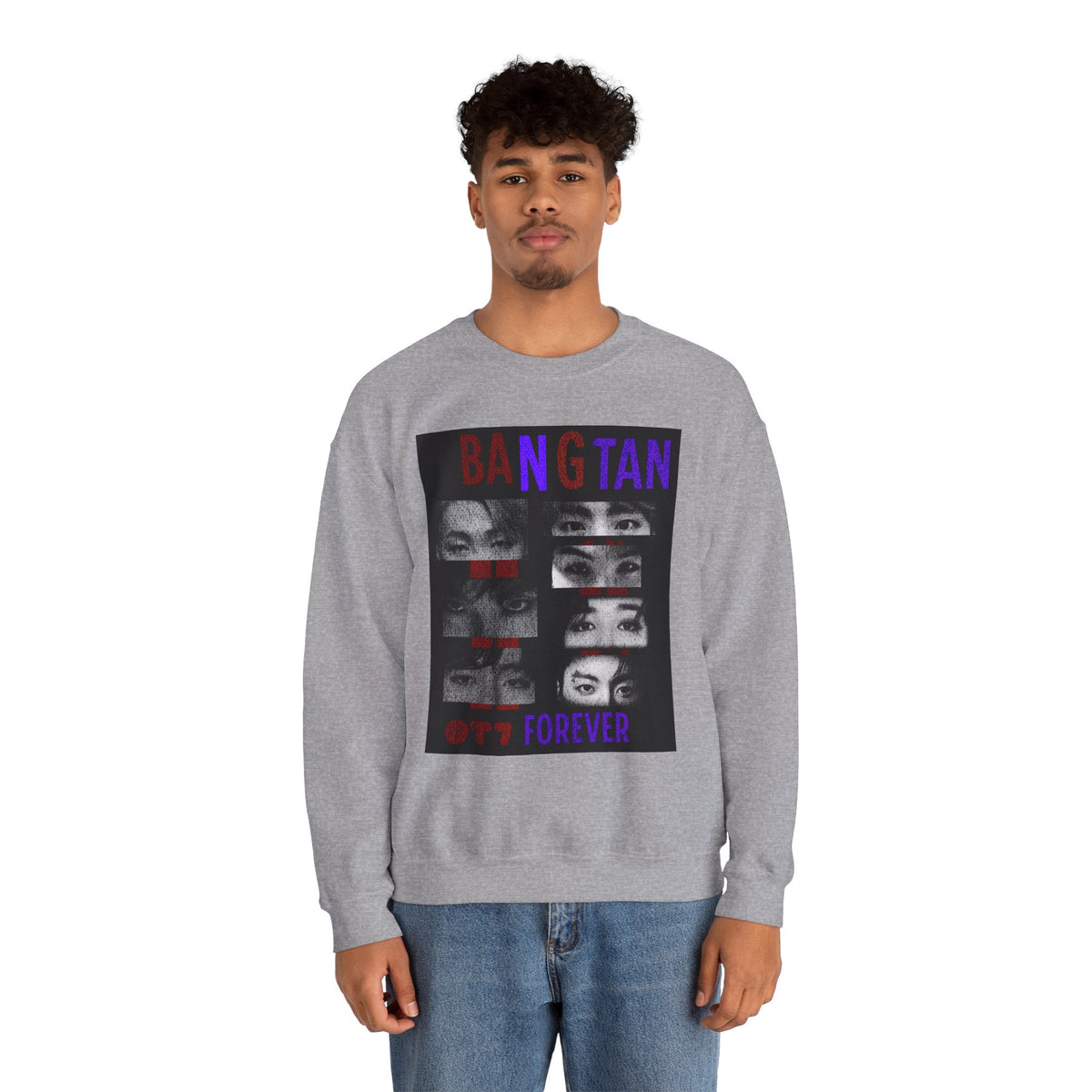 Bangtan Eyes Graphic Sweatshirt — K-Pop Fan Crewneck ("BANGTAN 07 FOREVER")