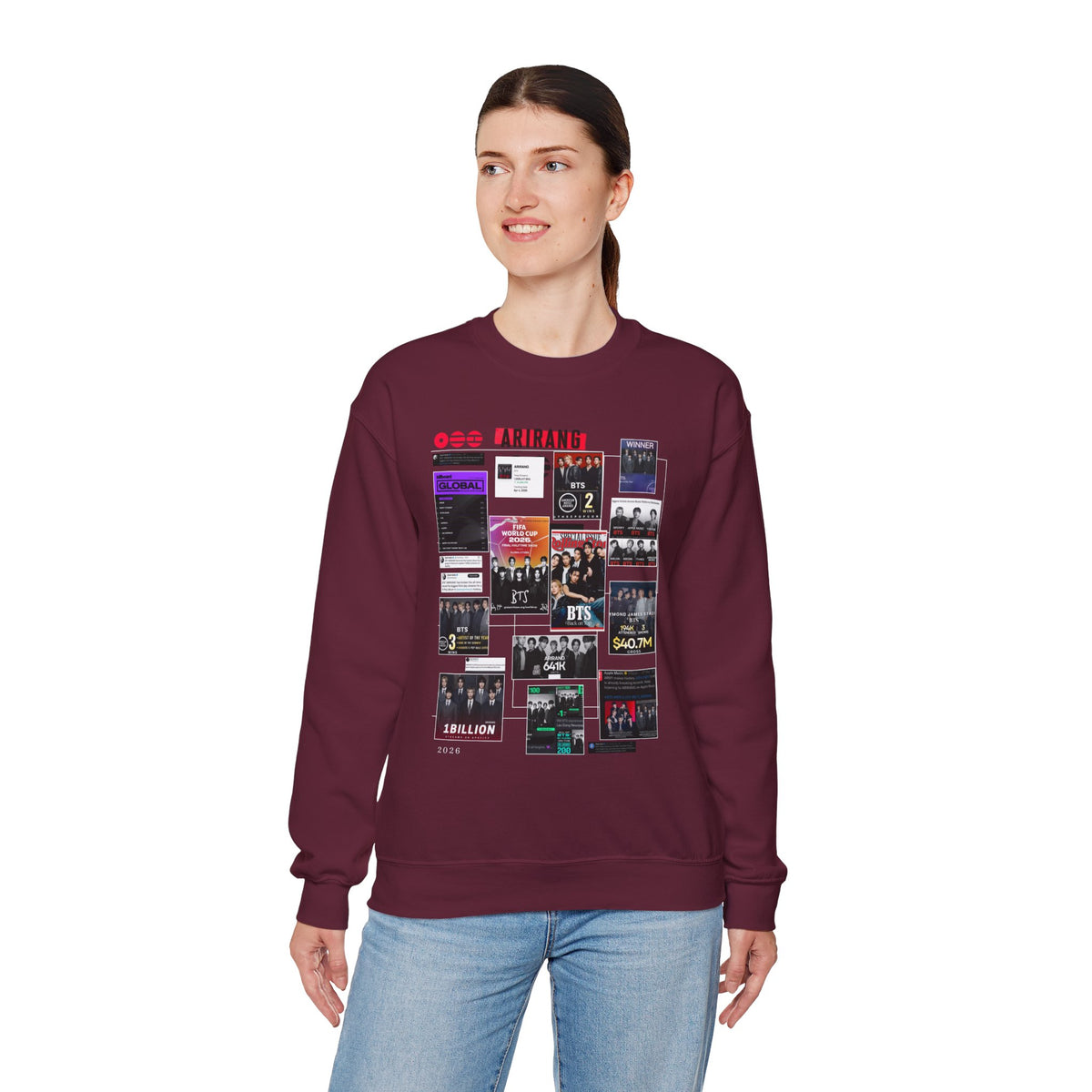 BTS Collage Graphic Crewneck Sweatshirt — Music Poster Design