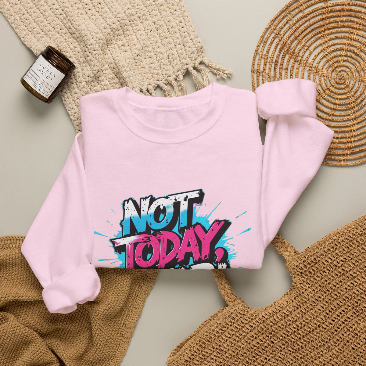 Crewneck Sweatshirt — "Not Today, Fear!" BTS Graffiti Motivational Sweatshirt