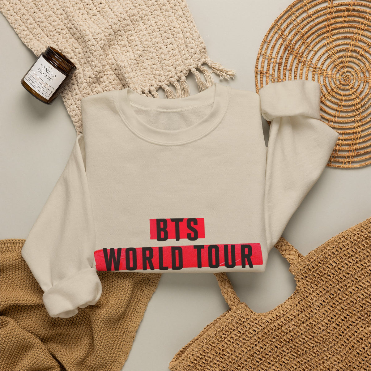 BTS ARMY Crewneck Sweatshirt — “BTS World Tour Arirang” Front & “Army Forever Bangtan Forever” Back