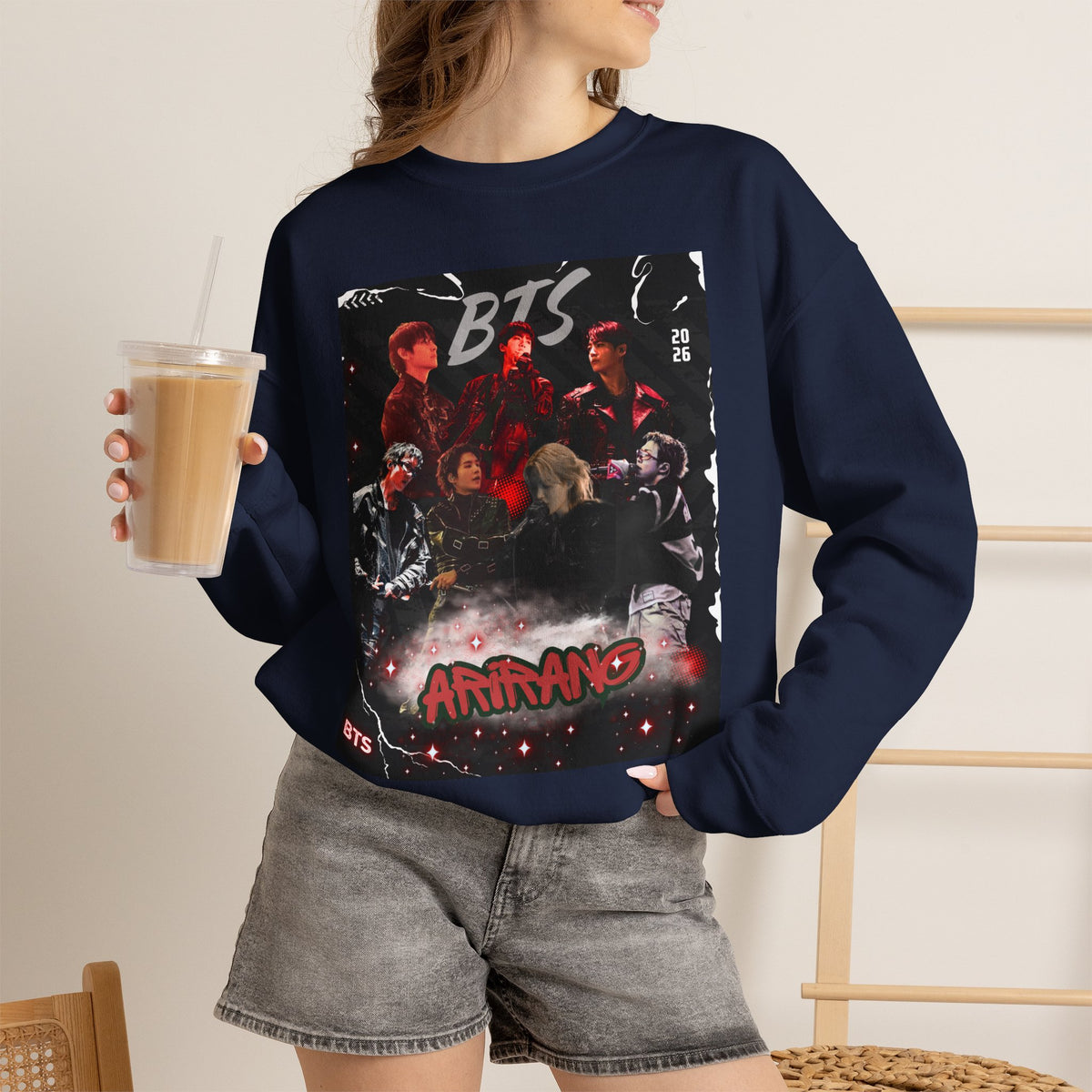 K-Pop Graphic Crewneck Sweatshirt — BTS Aesthetic Fan Design