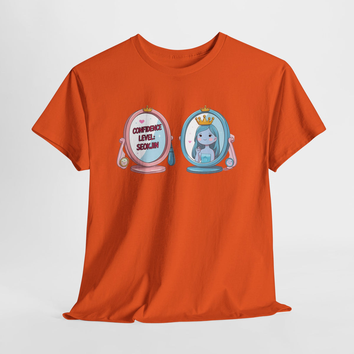 JIN Level Shirt — Cute Pink & Blue Mirrors Graphic Tee ("Comfort Level: Secure")
