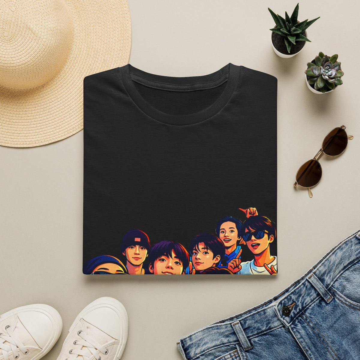 BTS K-Pop Group Photo T-Shirt — Colorful Band Portrait Tee