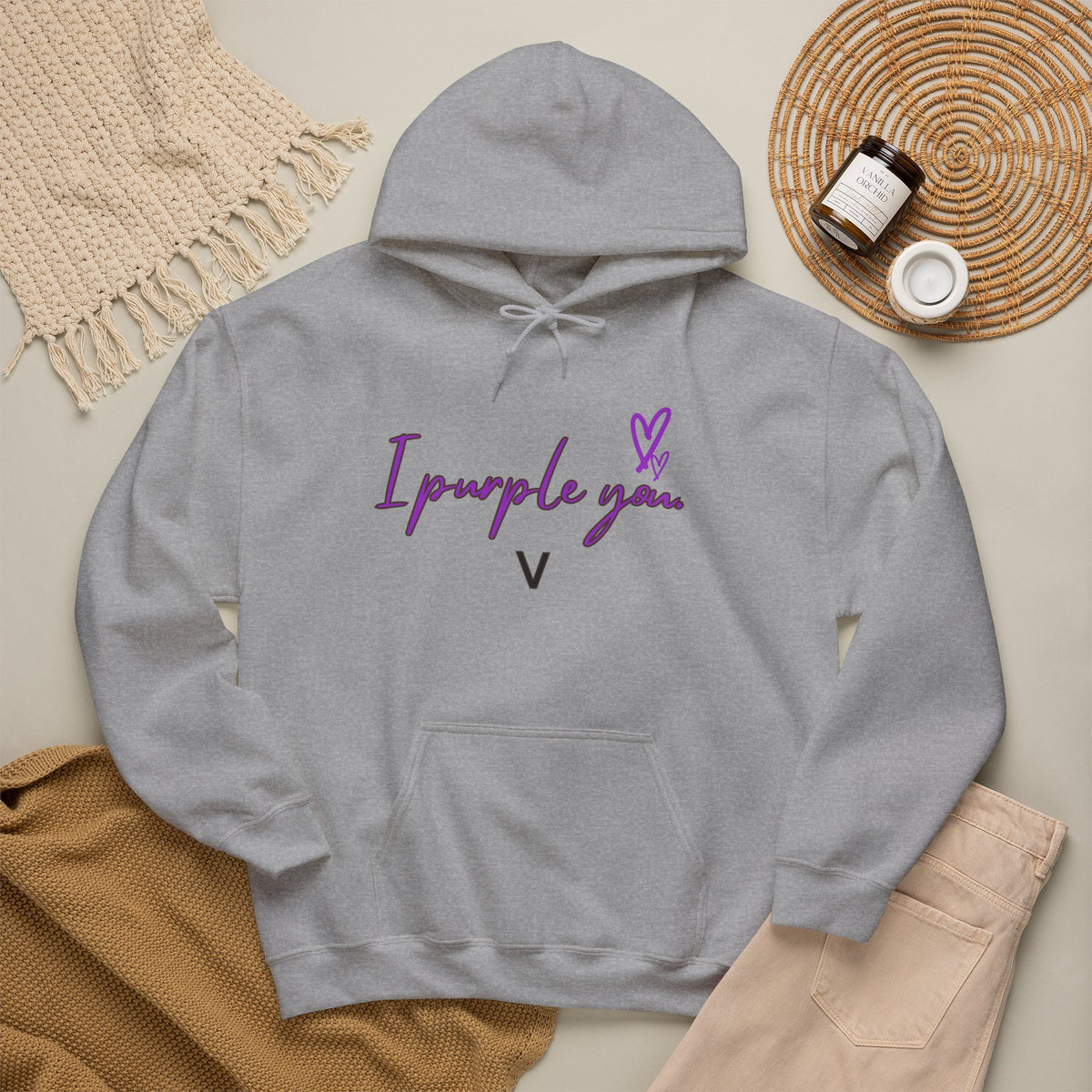 I Purple You Hoodie — K-Pop BTS Inspired Heart Script Sweatshirt