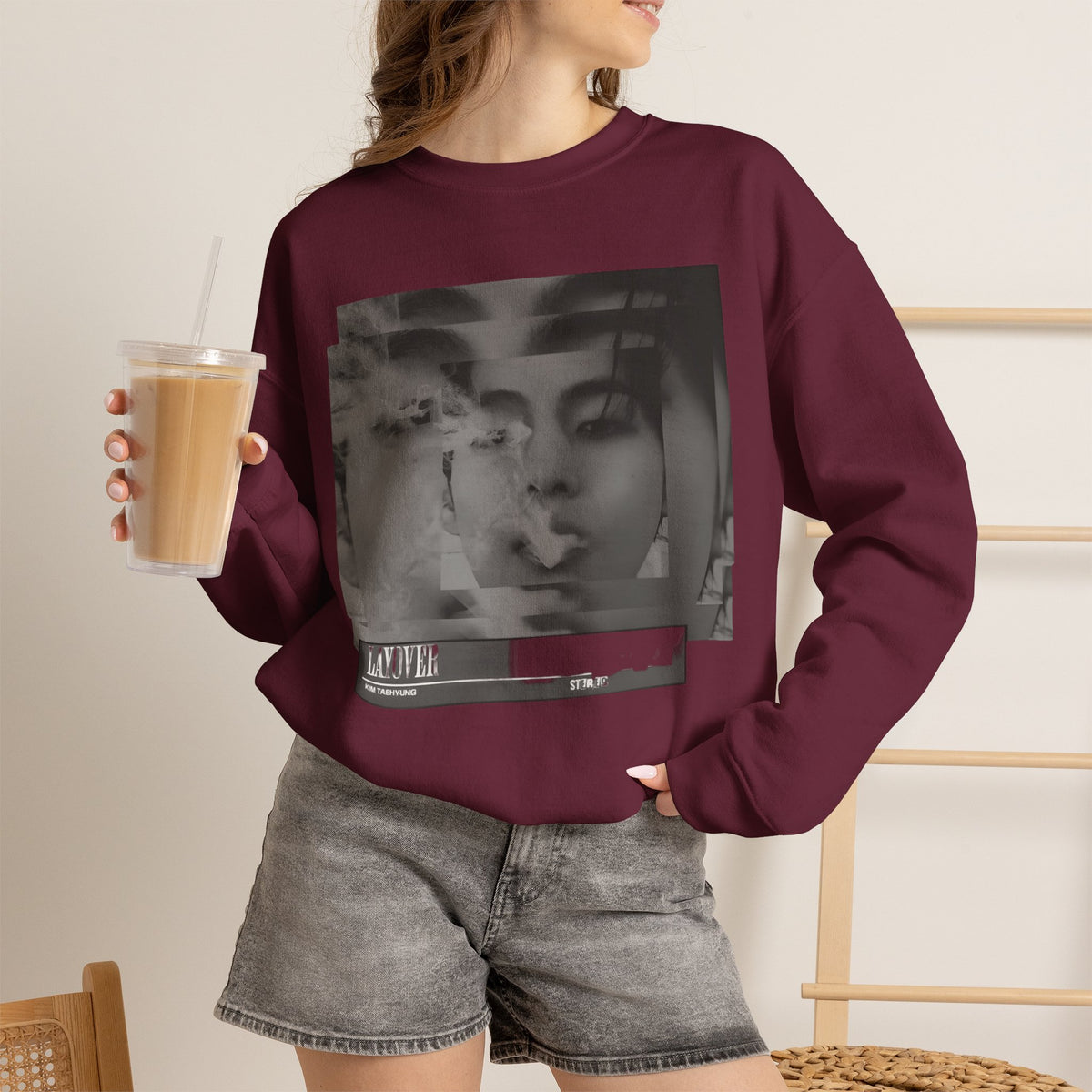 Graphic Crewneck Sweatshirt – Moody Collage Face Design