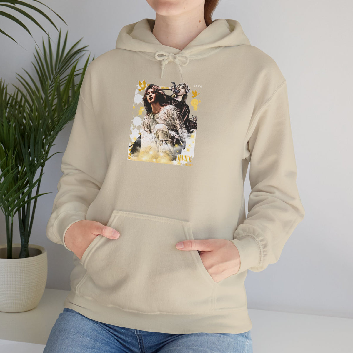 Jimin 95 Hoodie — K-Pop Fan Pullover with Photo Collage Front & Graphic Back