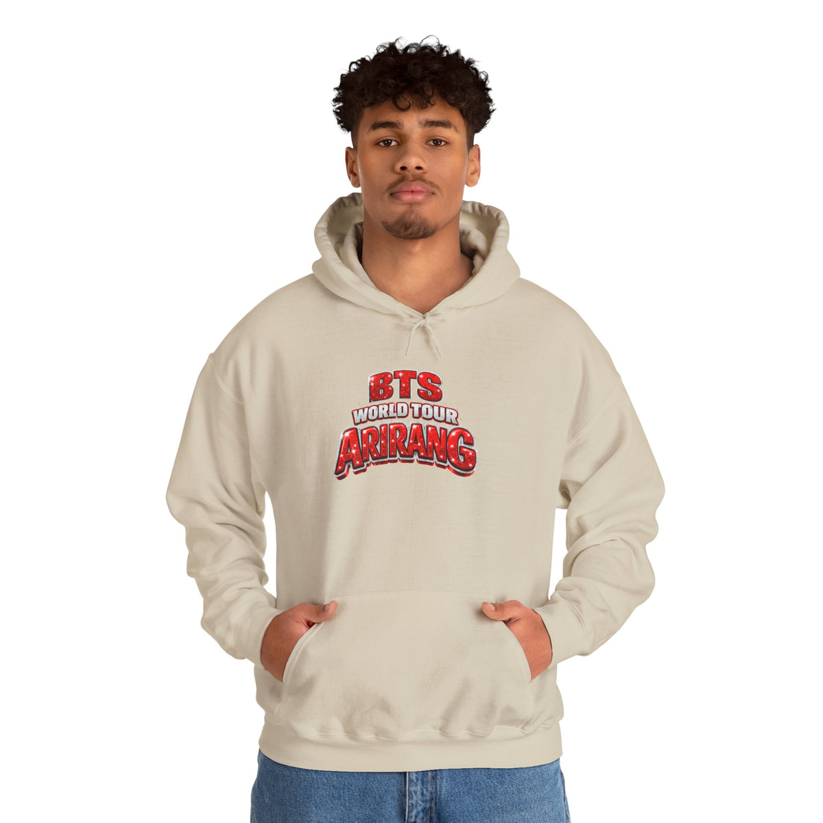 BTS Hoodie — "World Tour ARMY" Retro Red Graphic Pullover