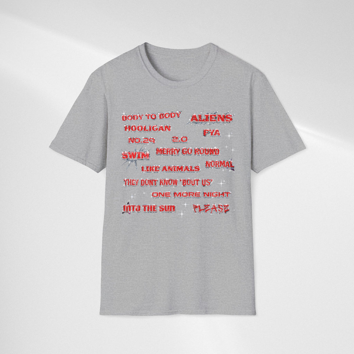 BTS Band Tee — Red  Text Graphic T‑Shirt