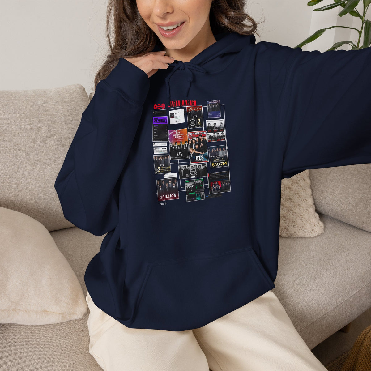BTS Collage Hoodie — Retro Music Posters Graphic Sweatshirt