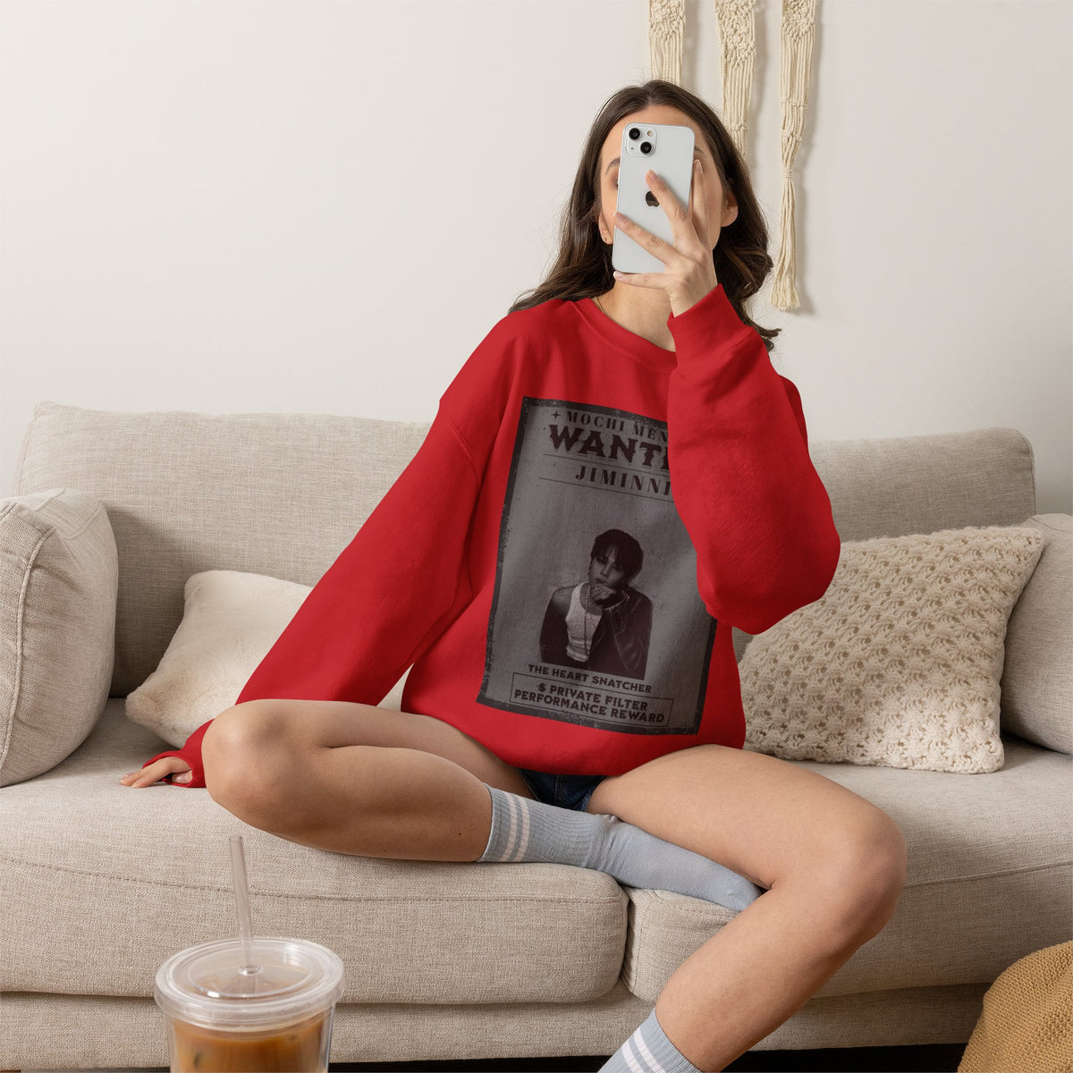 Wanted Poster Crewneck Sweatshirt — 'WANTED: Jiminie' Vintage K-Pop Graphic
