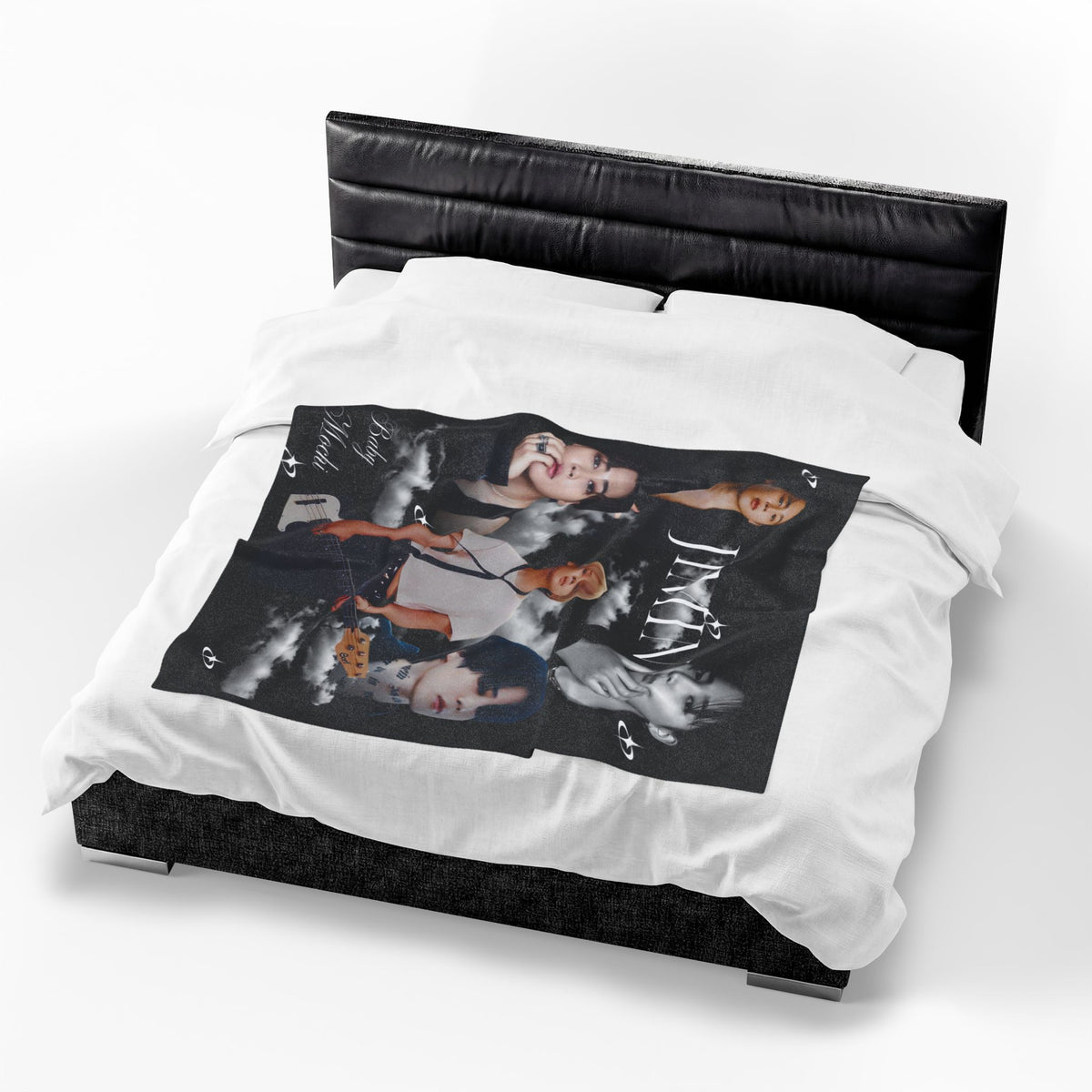 Velveteen Plush Blanket — Jimin Photo Collage Fleece Throw