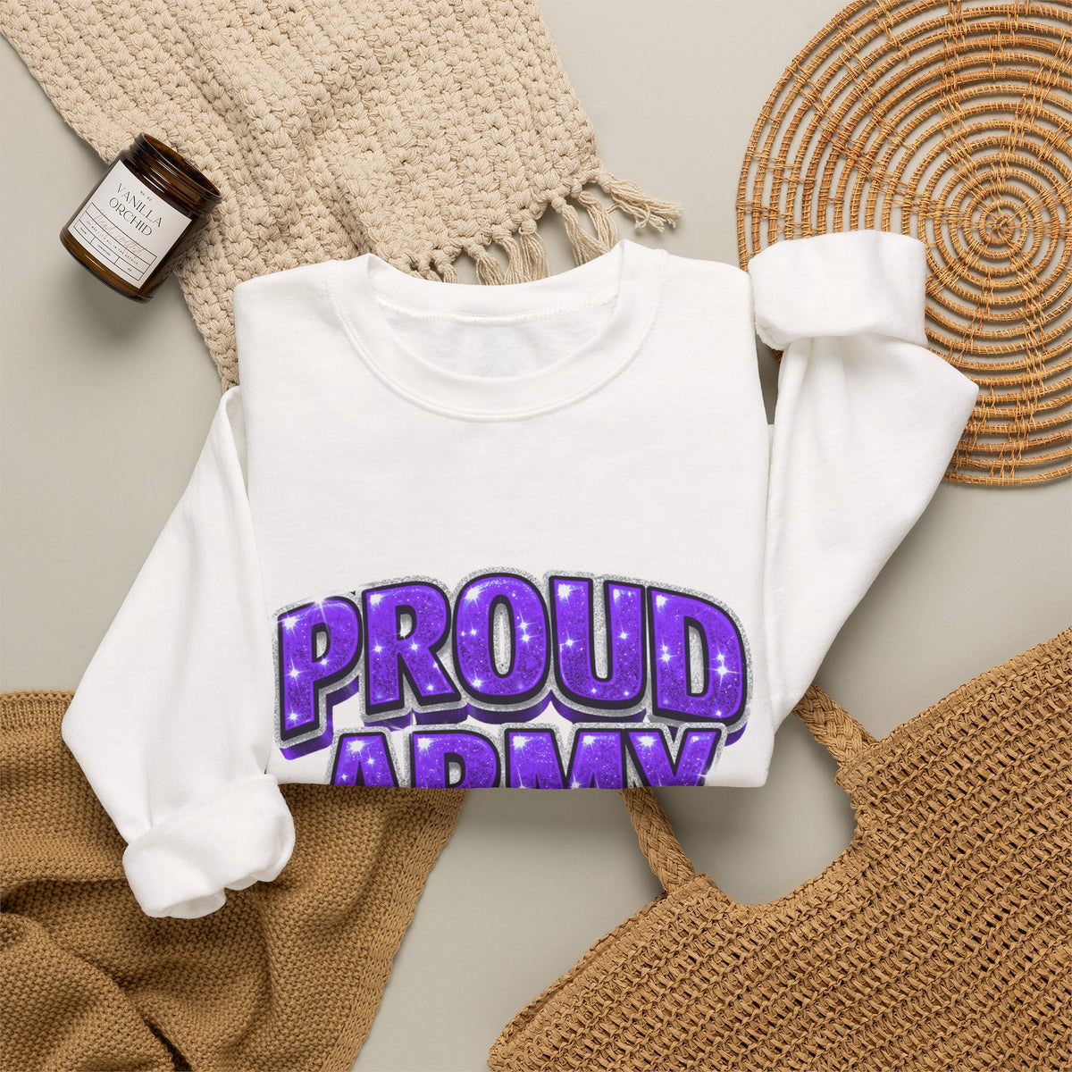 Proud Army Crewneck Sweatshirt — Support Pullover