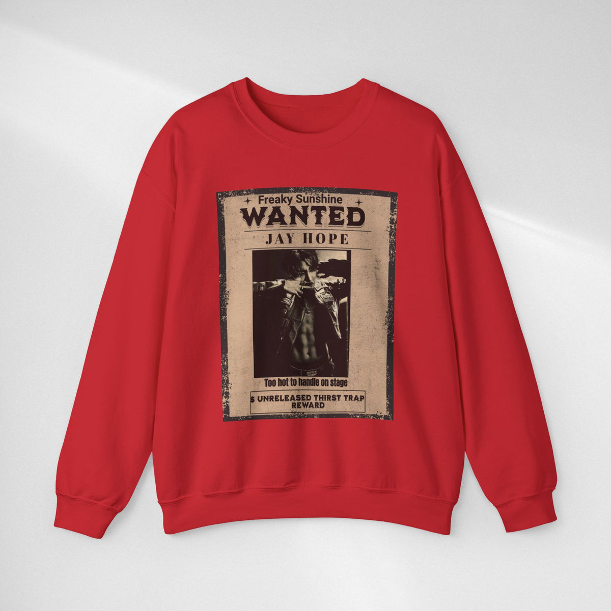 Wanted Poster Crewneck Sweatshirt – 'Freaky Sunshine: WANTED Jay Hope' Retro Graphic