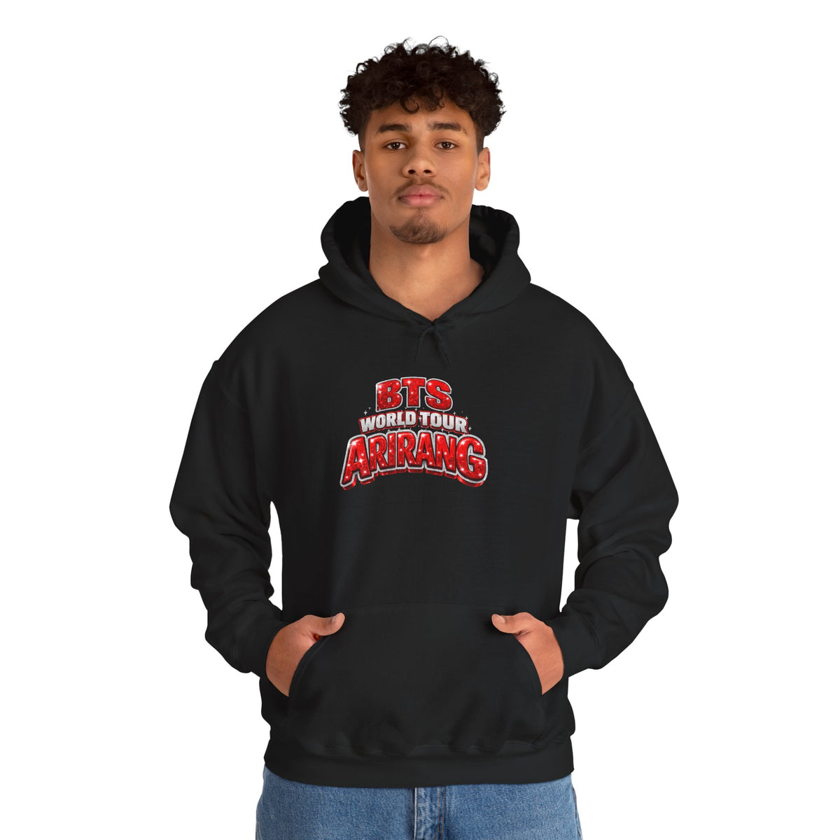 BTS Hoodie — "World Tour ARMY" Retro Red Graphic Pullover