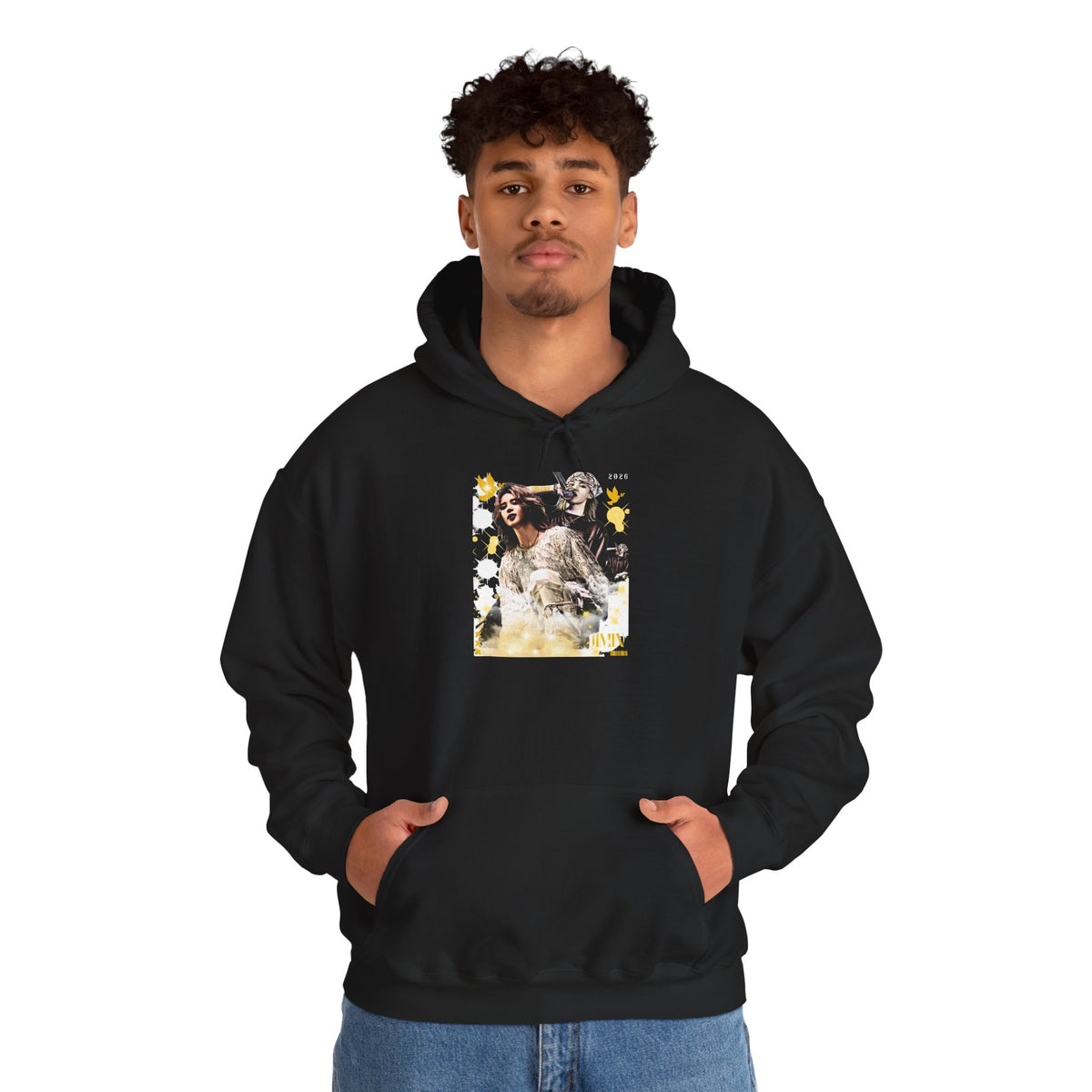 Jimin 95 Hoodie — K-Pop Fan Pullover with Photo Collage Front & Graphic Back