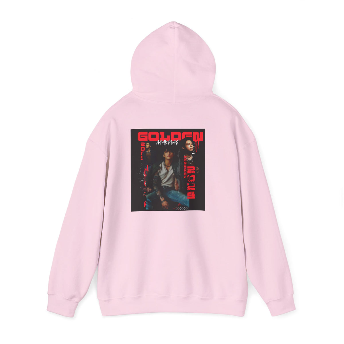 JK Hoodie - 'GOLDEN MAKNAE' Portrait Graphic Hoodie (Red Noir Band Art)