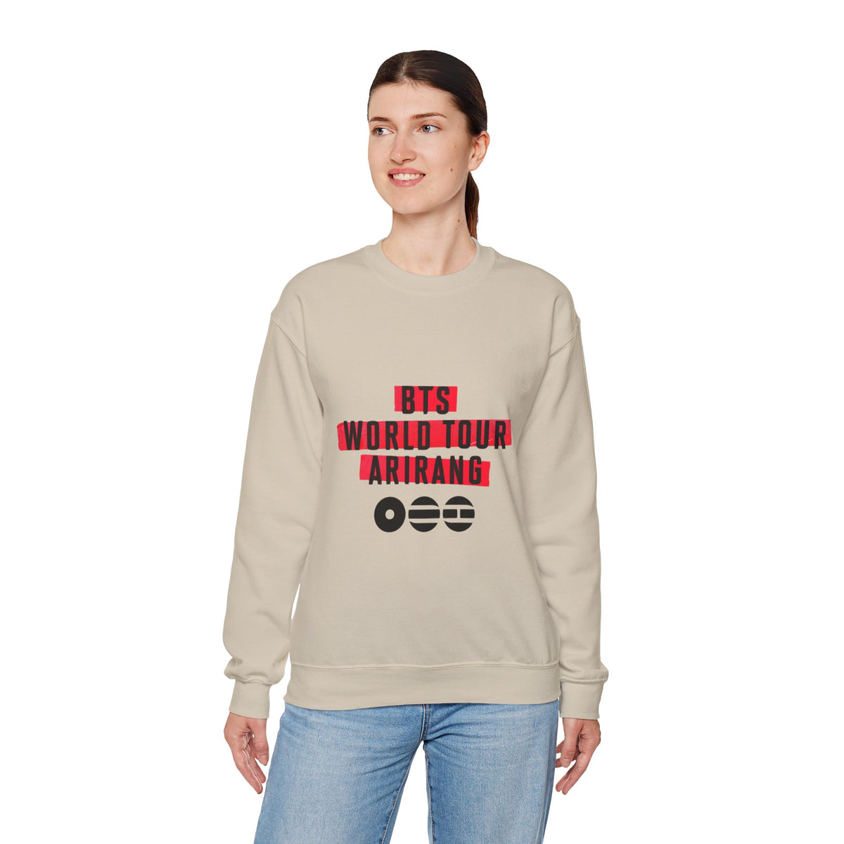 BTS ARMY Crewneck Sweatshirt — “BTS World Tour Arirang” Front & “Army Forever Bangtan Forever” Back