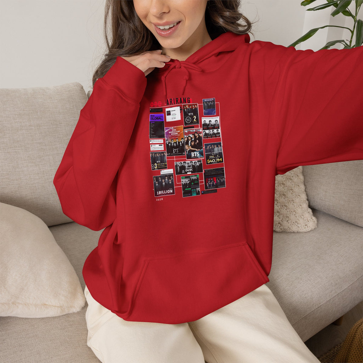 BTS Collage Hoodie — Retro Music Posters Graphic Sweatshirt
