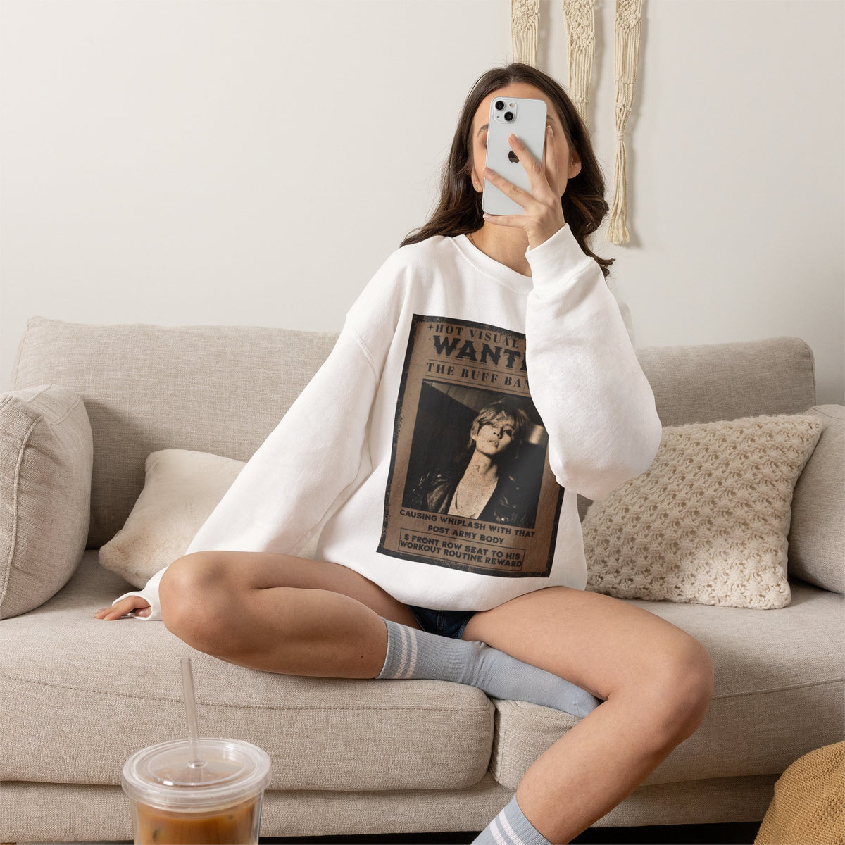 Wanted Poster Crewneck Sweatshirt — Vintage 'Buff Bandit' Graphic