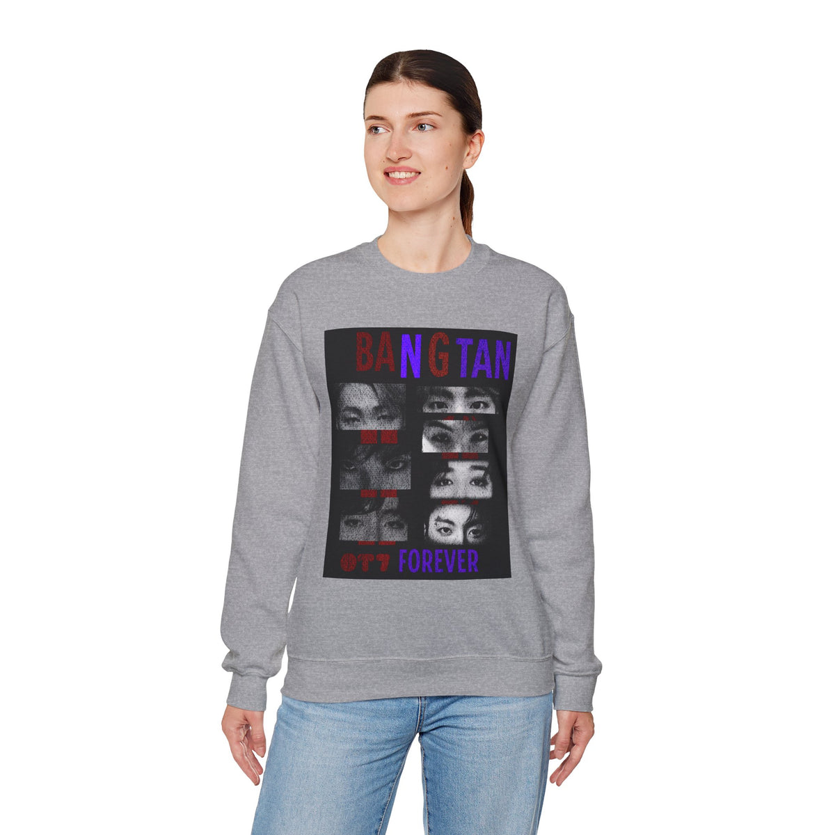Bangtan Eyes Graphic Sweatshirt — K-Pop Fan Crewneck ("BANGTAN 07 FOREVER")