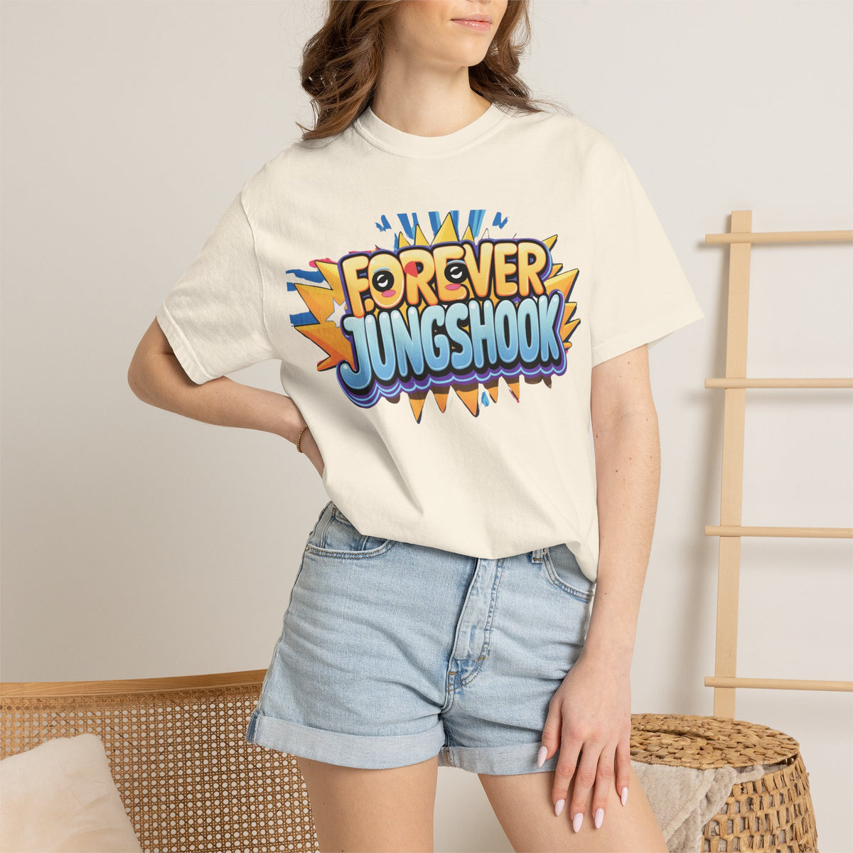 Forever Jungshook T-Shirt — Colorful Fan Graphic Tee