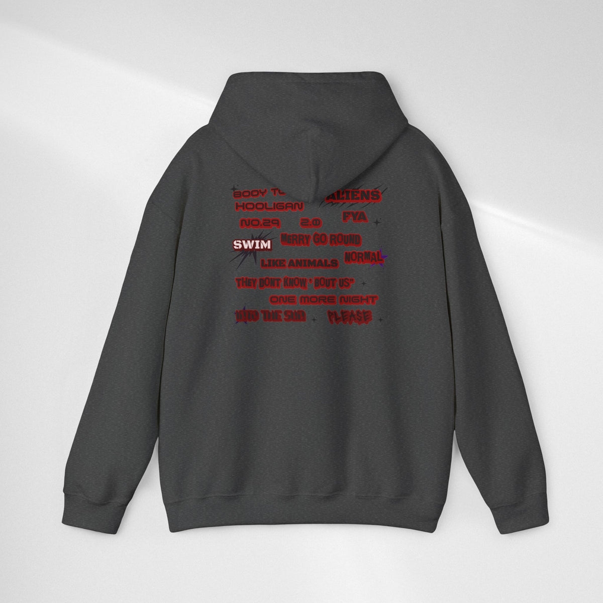 BTS Text Graphic Hoodie —  Red Script Sweatshirt