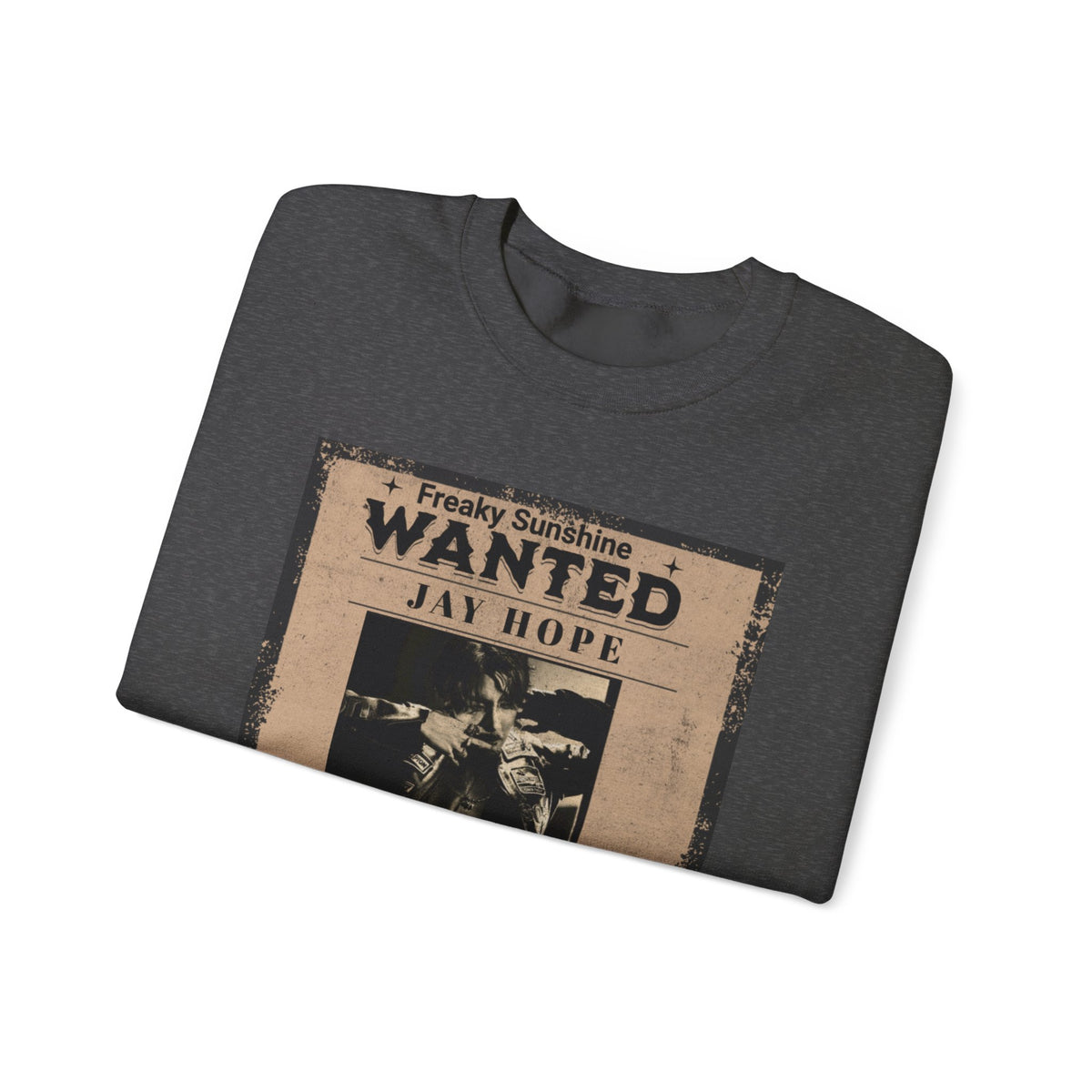 Wanted Poster Crewneck Sweatshirt – 'Freaky Sunshine: WANTED Jay Hope' Retro Graphic