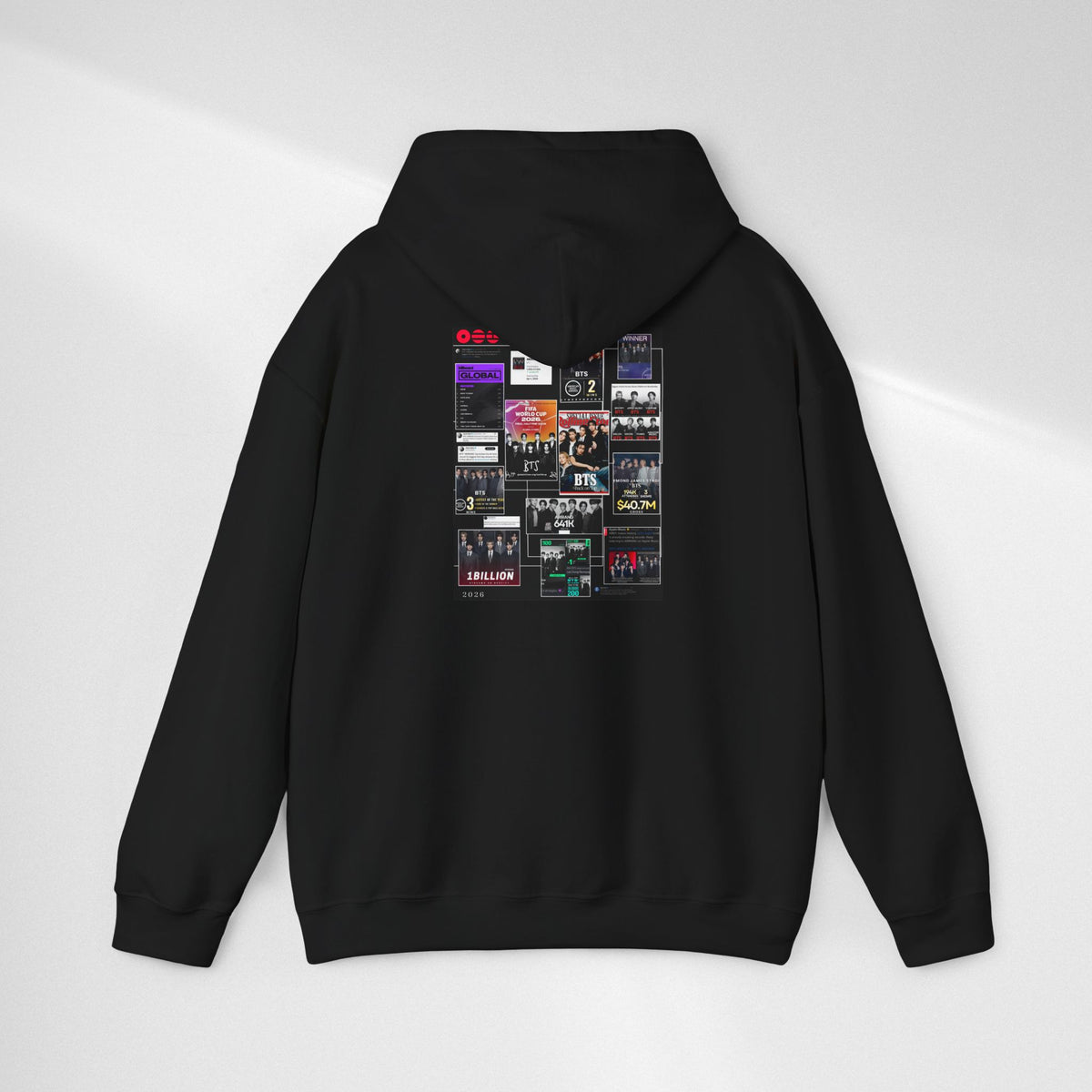 BTS Collage Hoodie — Retro Music Posters Graphic Sweatshirt