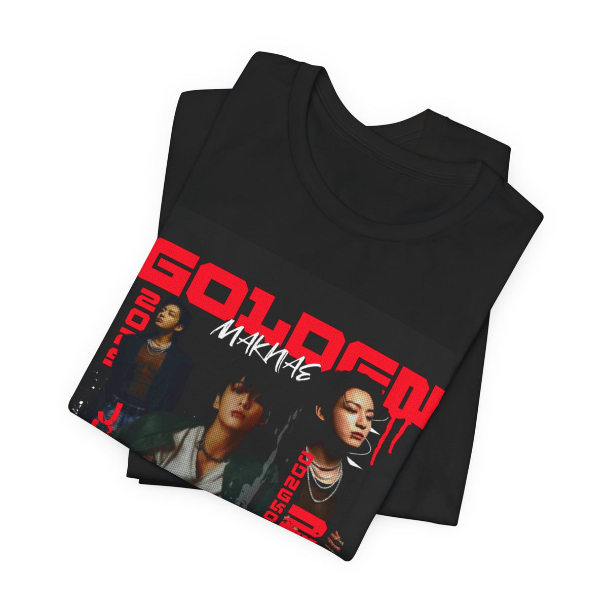 Jungkook Graphic Tee — Golden (Red Text)