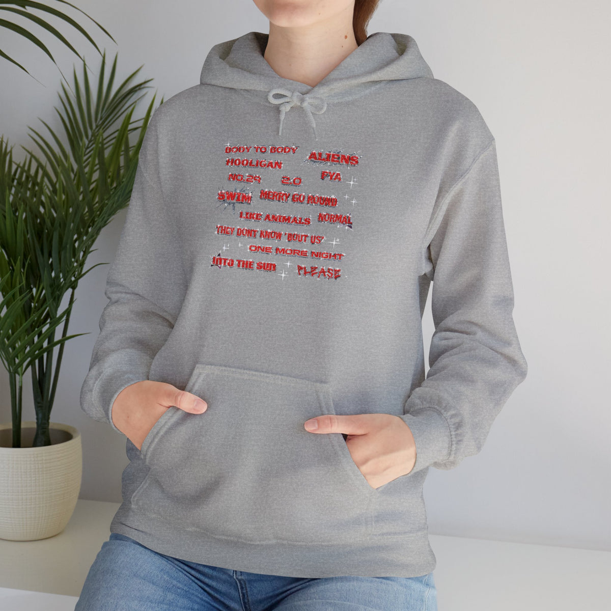 BTS Text Graphic Hoodie —  Red Script Sweatshirt