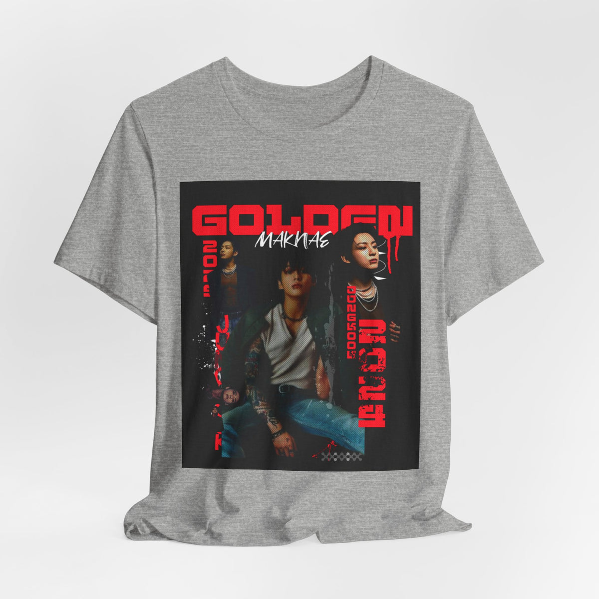 Jungkook Graphic Tee — Golden (Red Text)