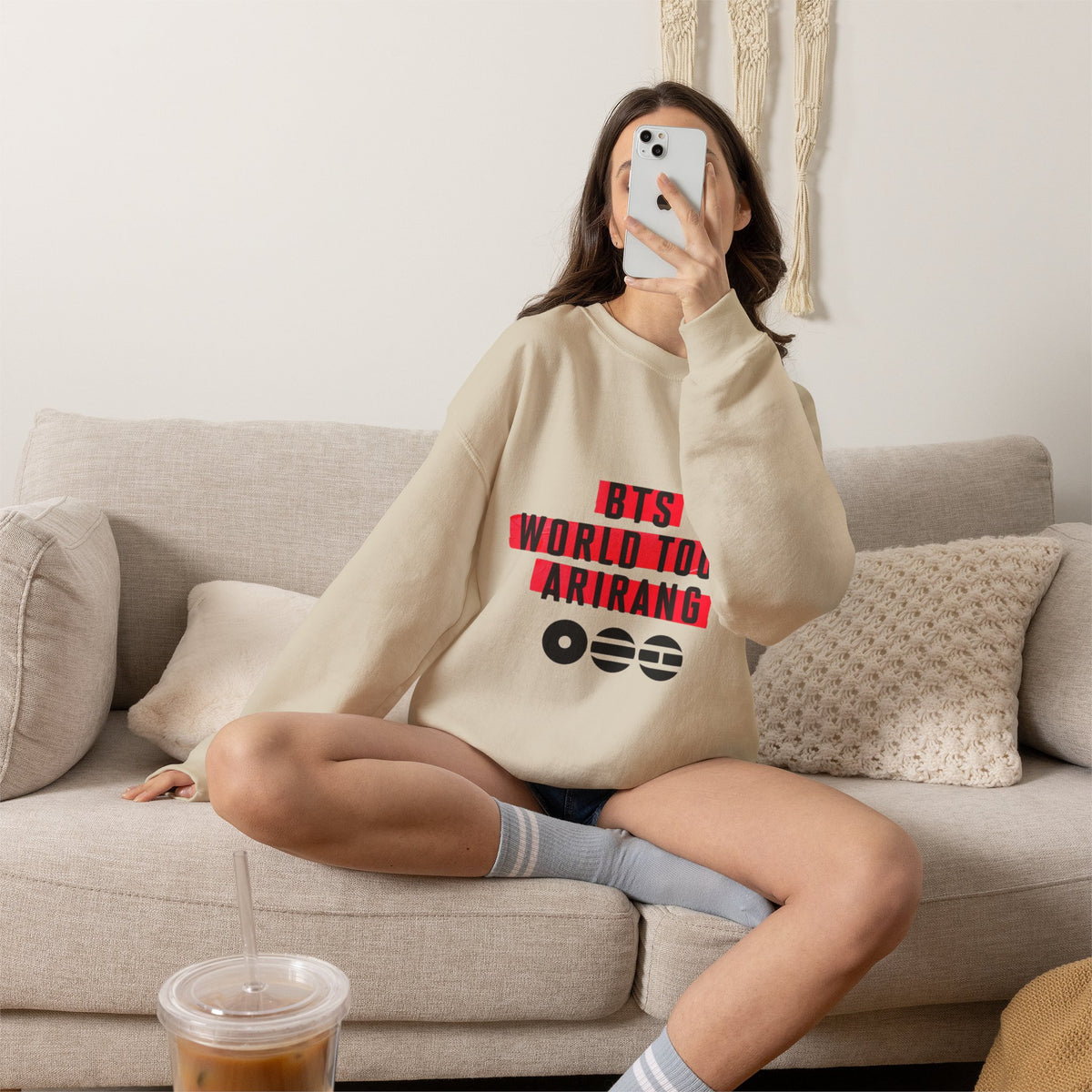 BTS ARMY Crewneck Sweatshirt — “BTS World Tour Arirang” Front & “Army Forever Bangtan Forever” Back