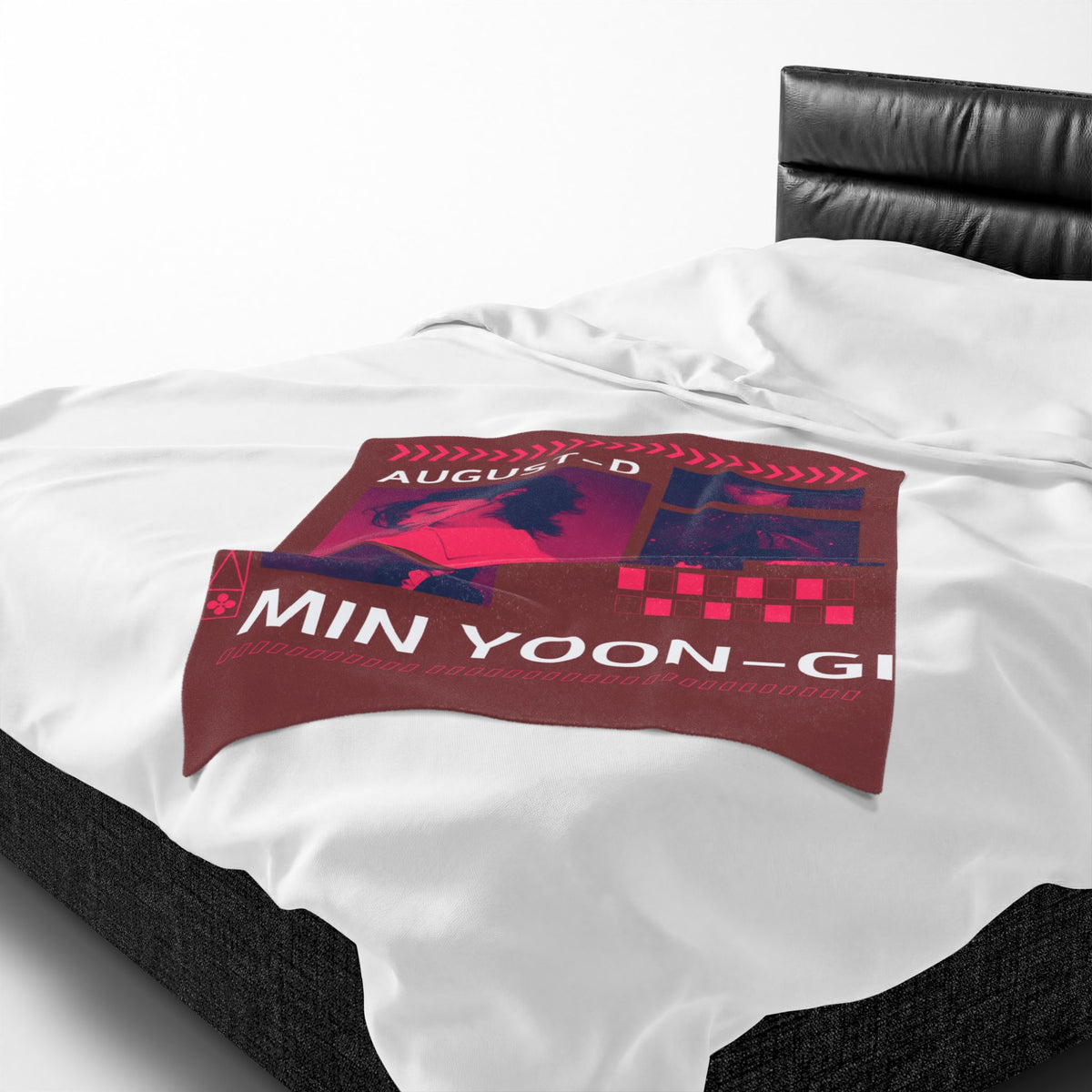 Velveteen Plush Blanket — Min Yoon‑Gi Photo Collage Throw (August‑D Design)