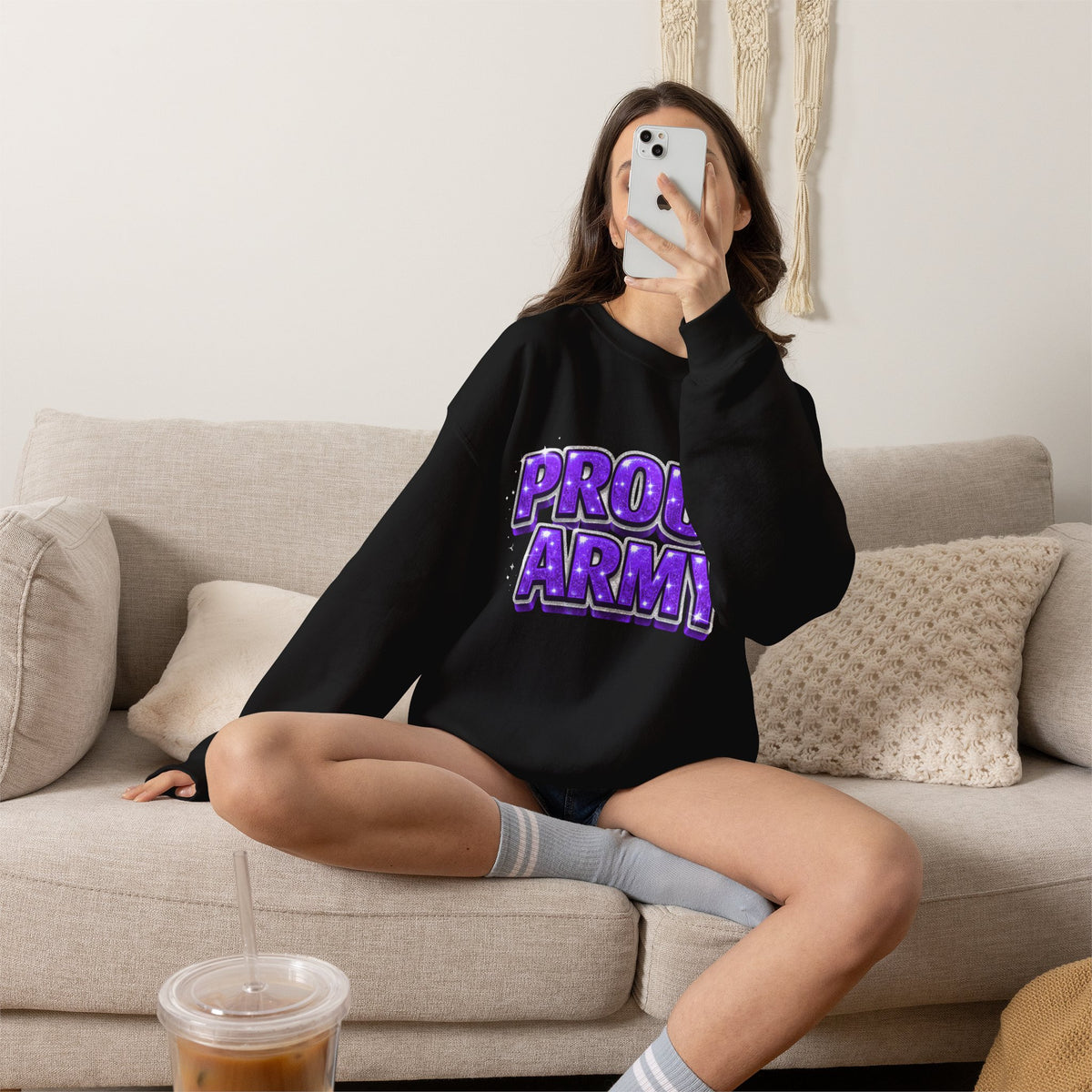 Proud Army Crewneck Sweatshirt — Support Pullover