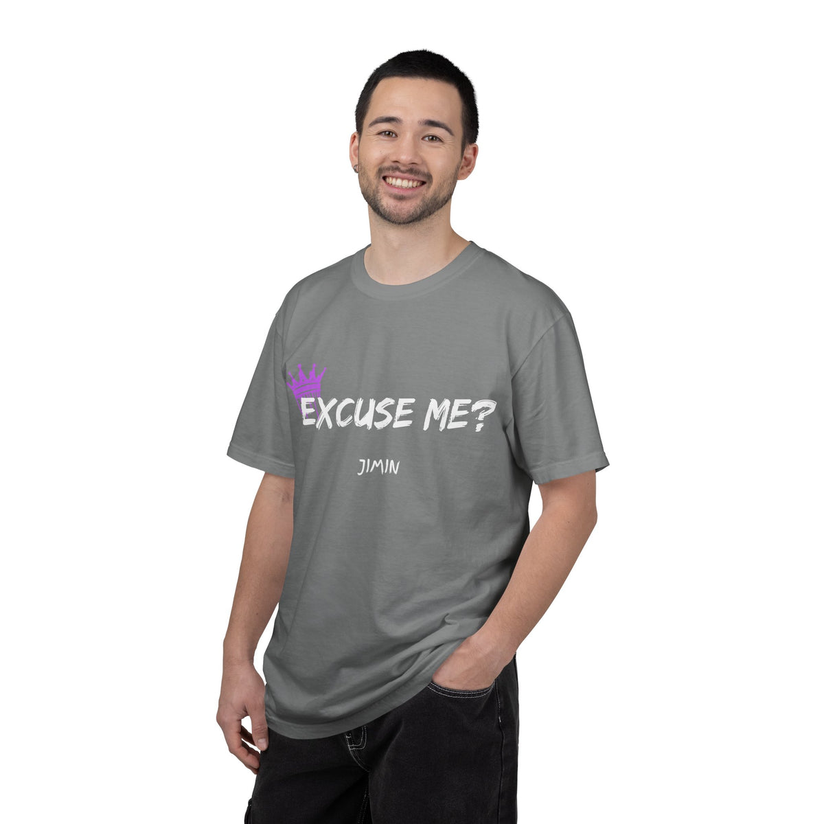 Excuse Me? Jimin T‑Shirt — BTS Fan Tee with Purple Crown Graphic