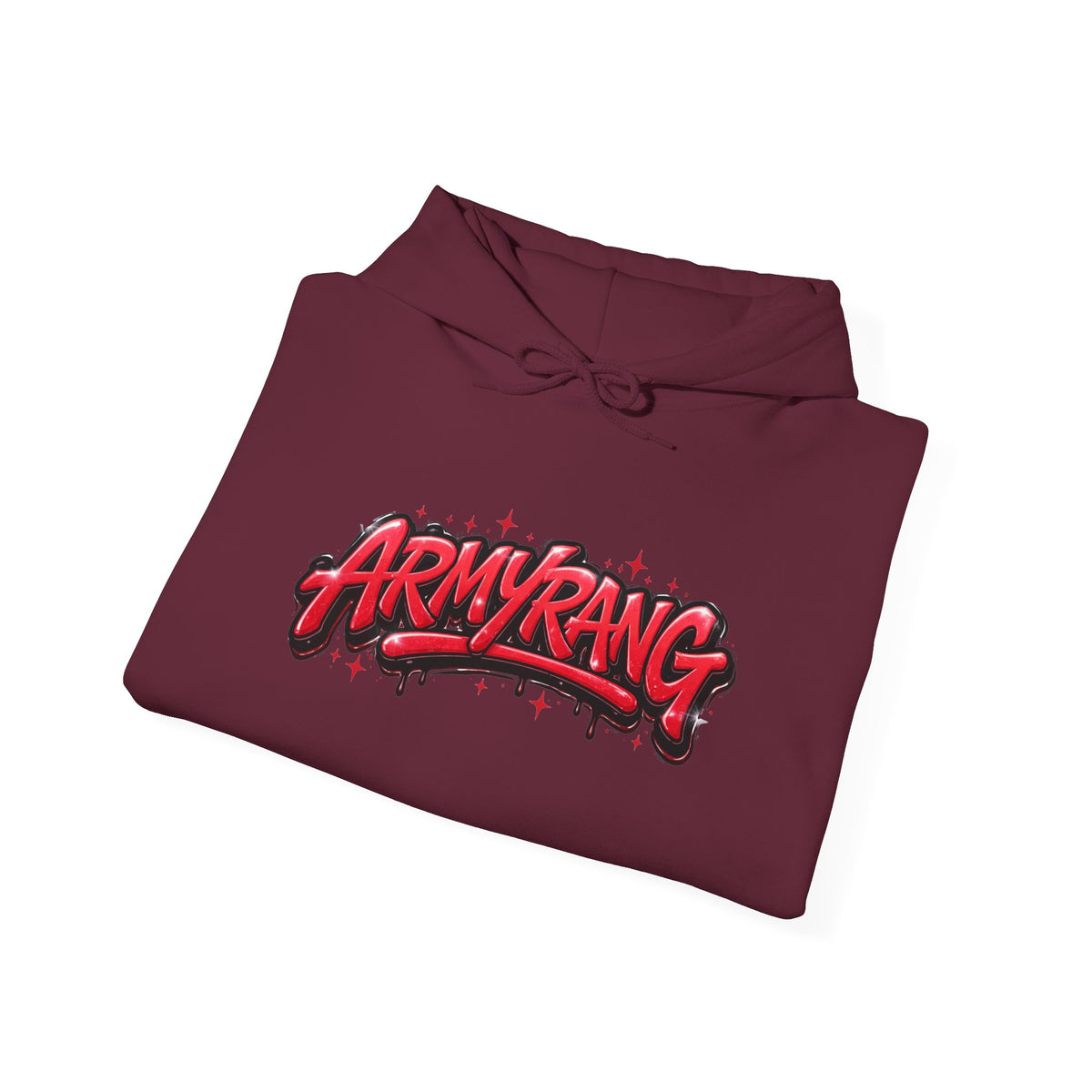 ArmyRang Graffiti Hoodie — Streetwear Pullover with Bold Red Logo