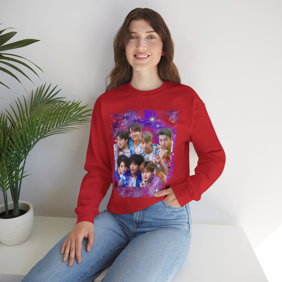 BTS Group Photo Crewneck Sweatshirt — Purple Star Aesthetic