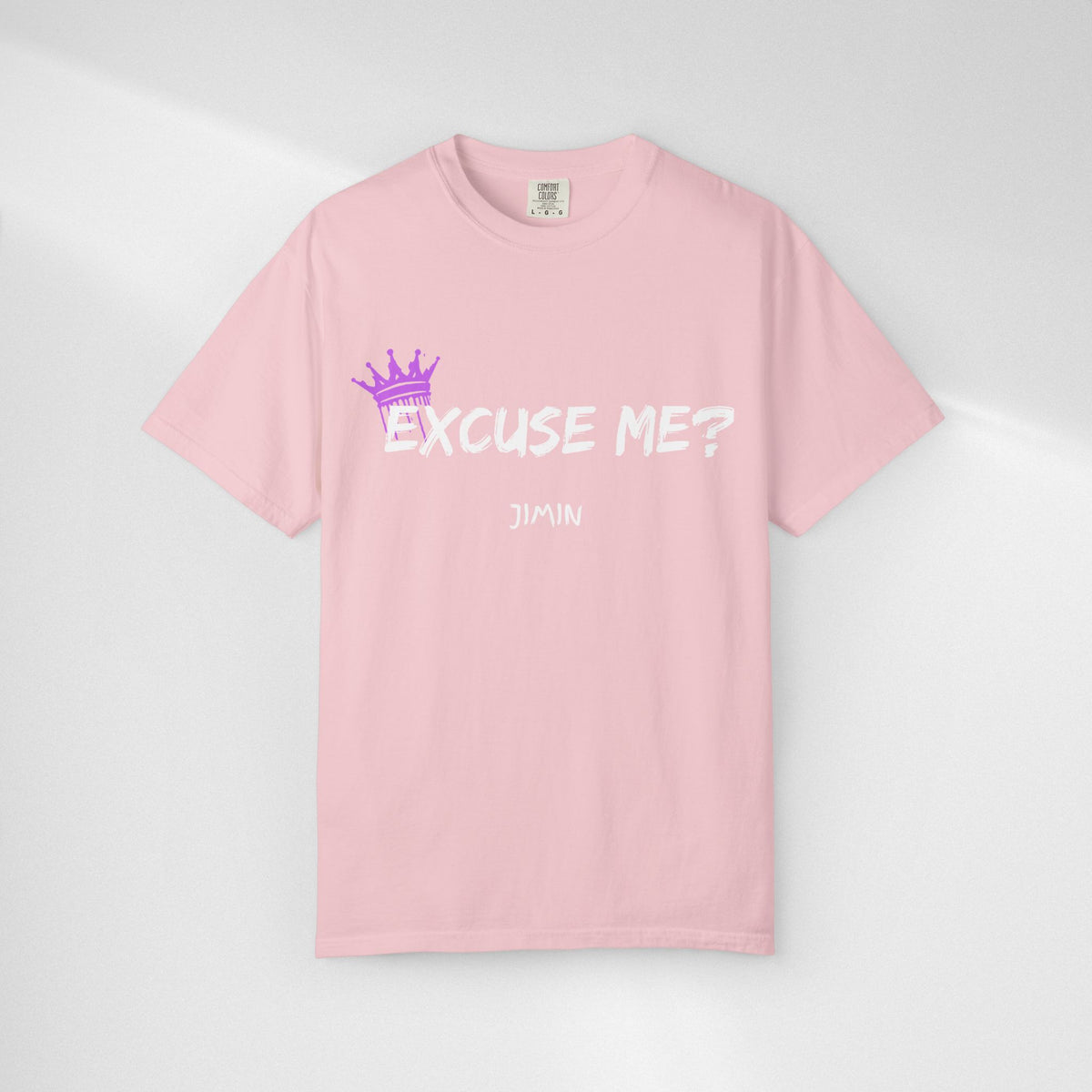 Excuse Me? Jimin T‑Shirt — BTS Fan Tee with Purple Crown Graphic