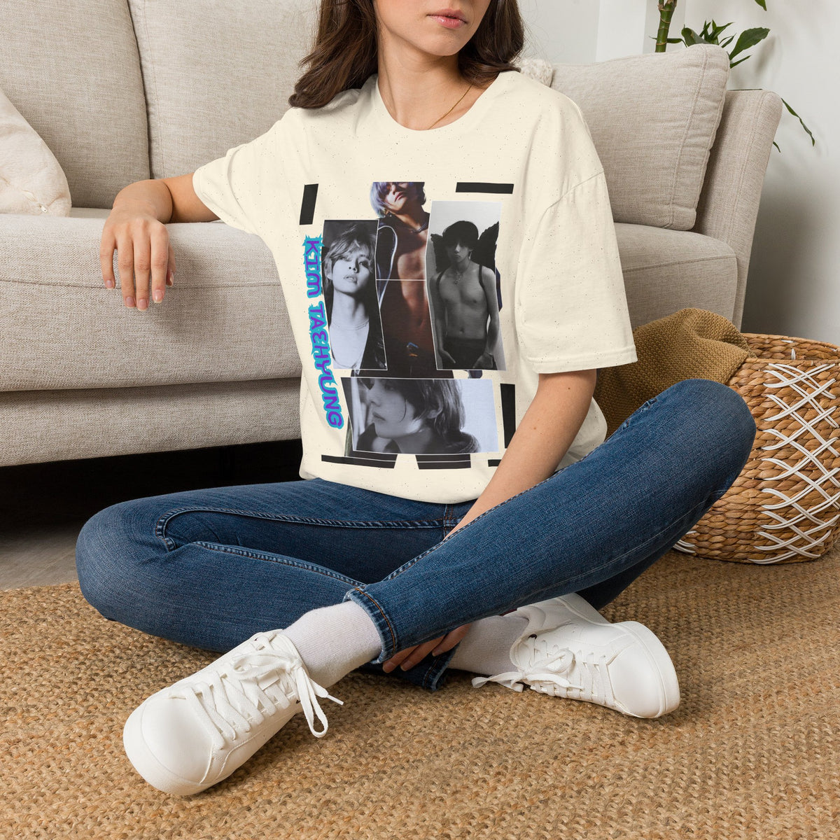 V Photo Collage Tee — Retro K-Pop Inspired Graphic T-Shirt