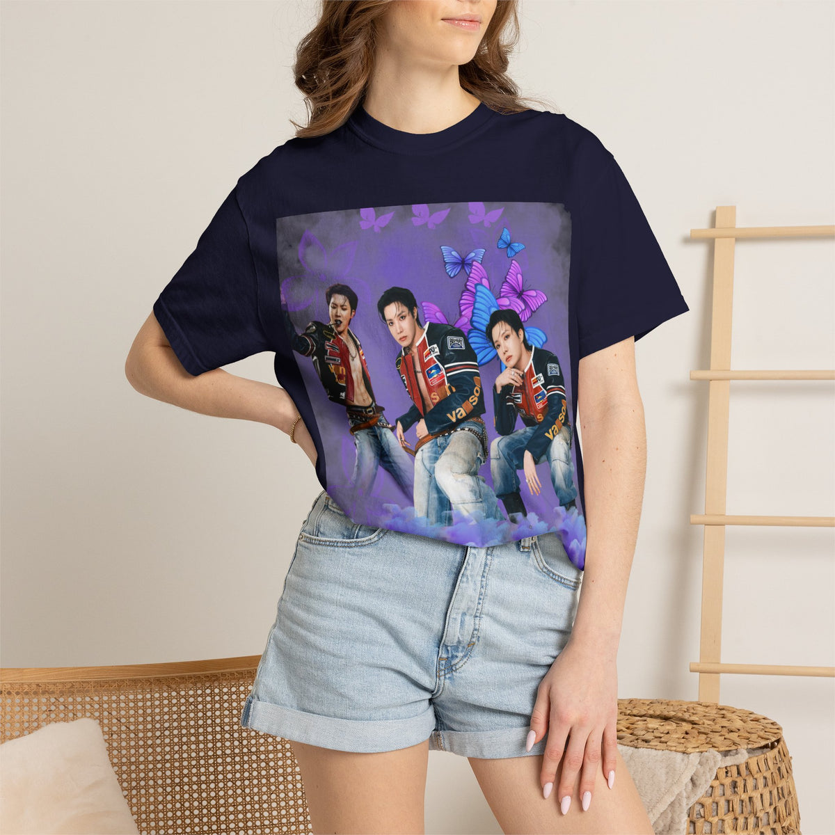 JHOPE Graphic T-Shirt — Purple Floral Portrait Tee