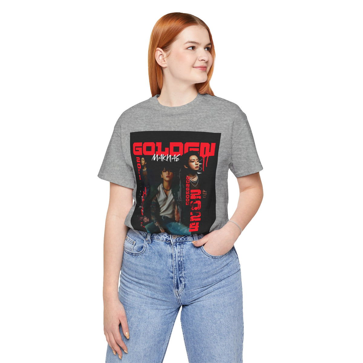 Jungkook Graphic Tee — Golden (Red Text)