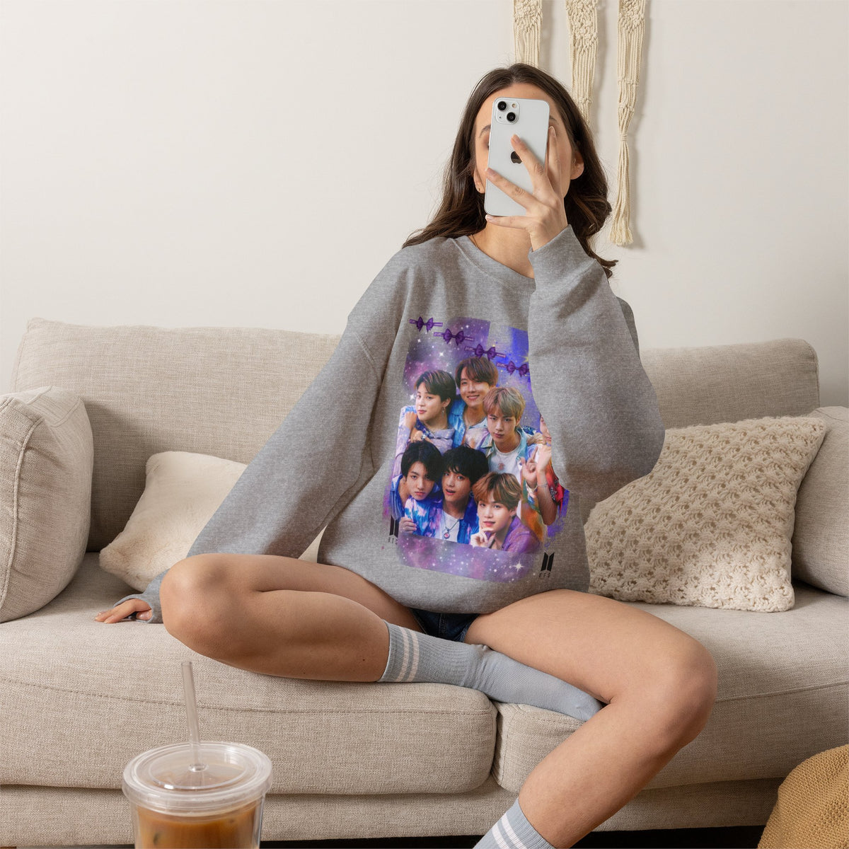 BTS Group Photo Crewneck Sweatshirt — Purple Star Aesthetic