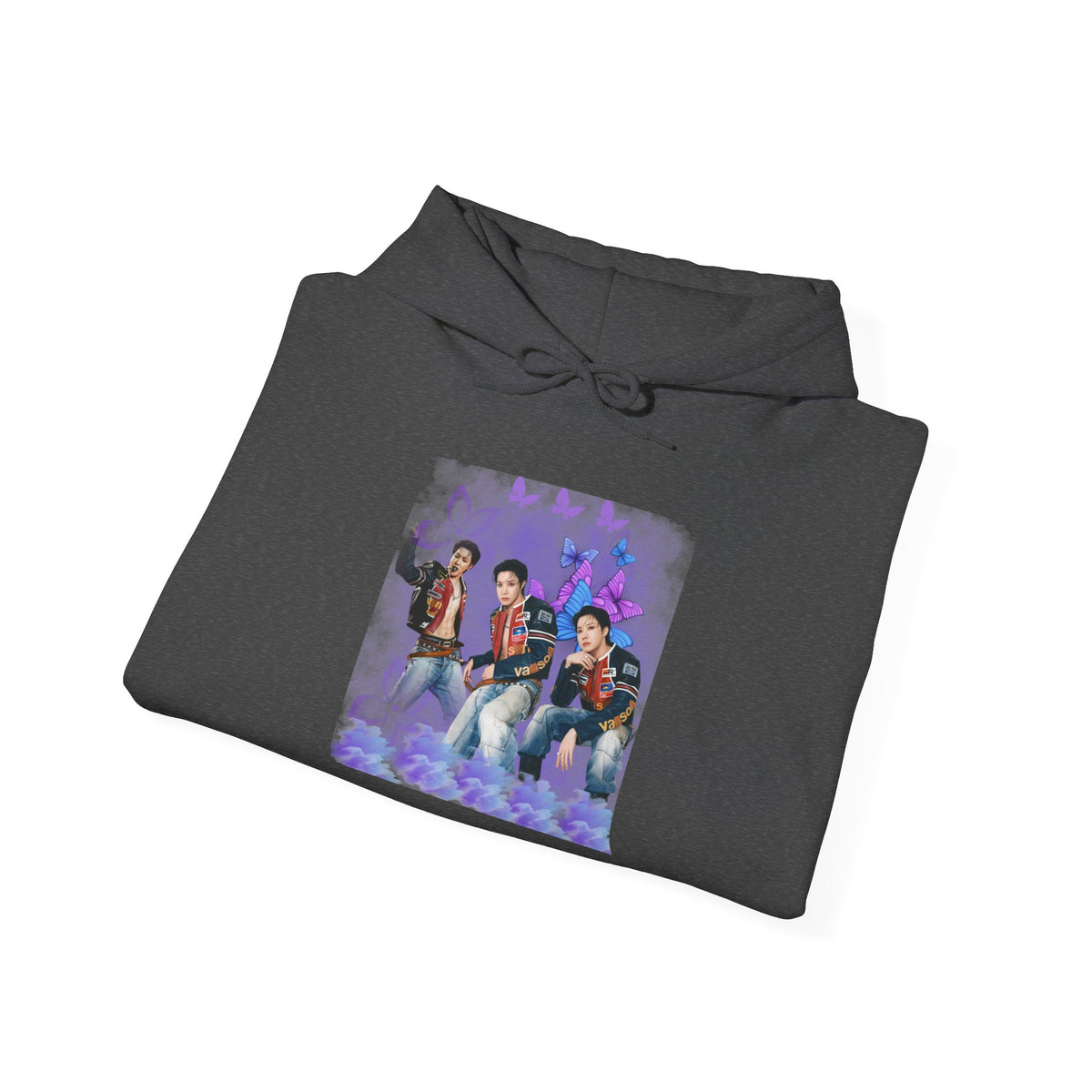 JHOPE Photo Hoodie — Purple Watercolor Floral Crew Sweatshirt