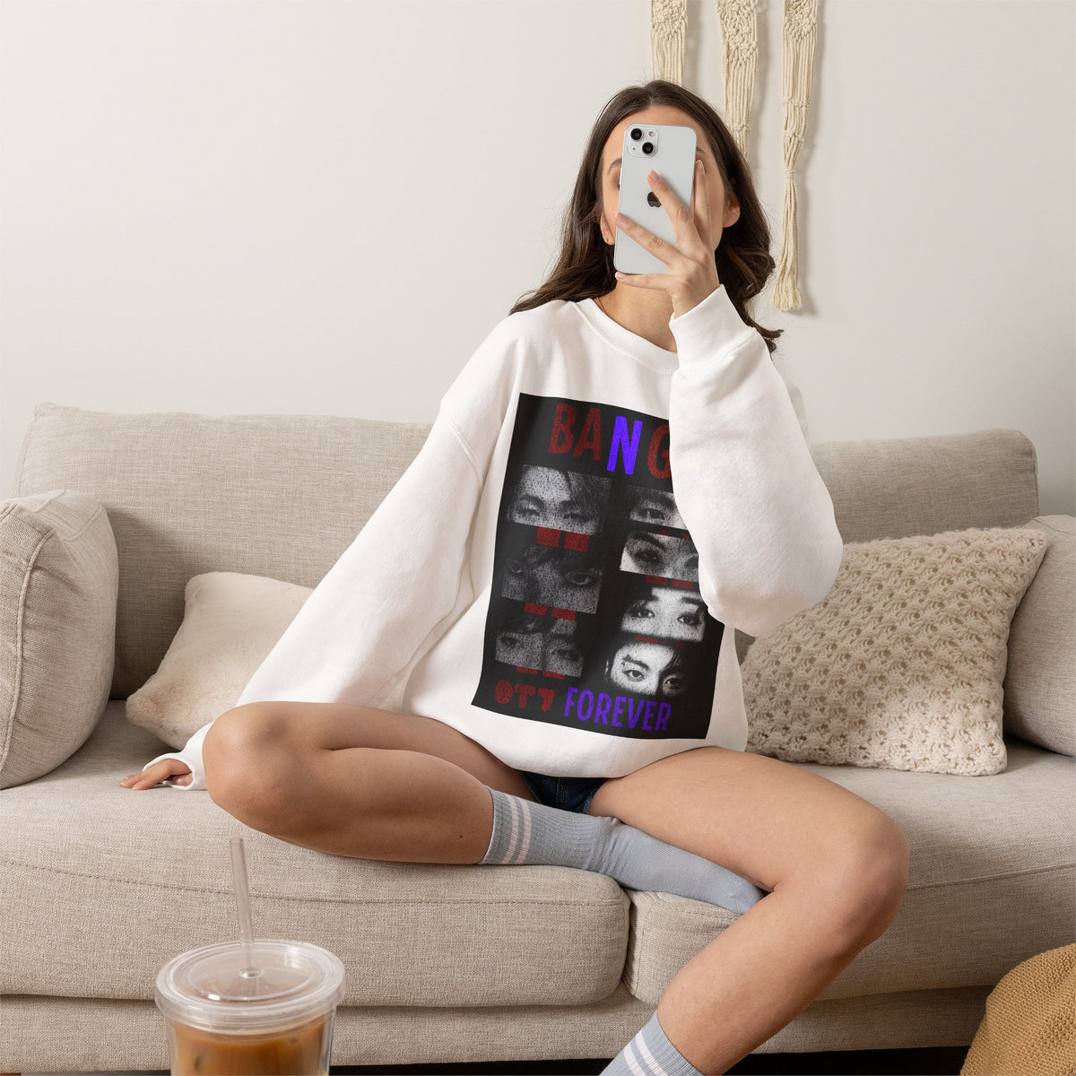 Bangtan Eyes Graphic Sweatshirt — K-Pop Fan Crewneck ("BANGTAN 07 FOREVER")
