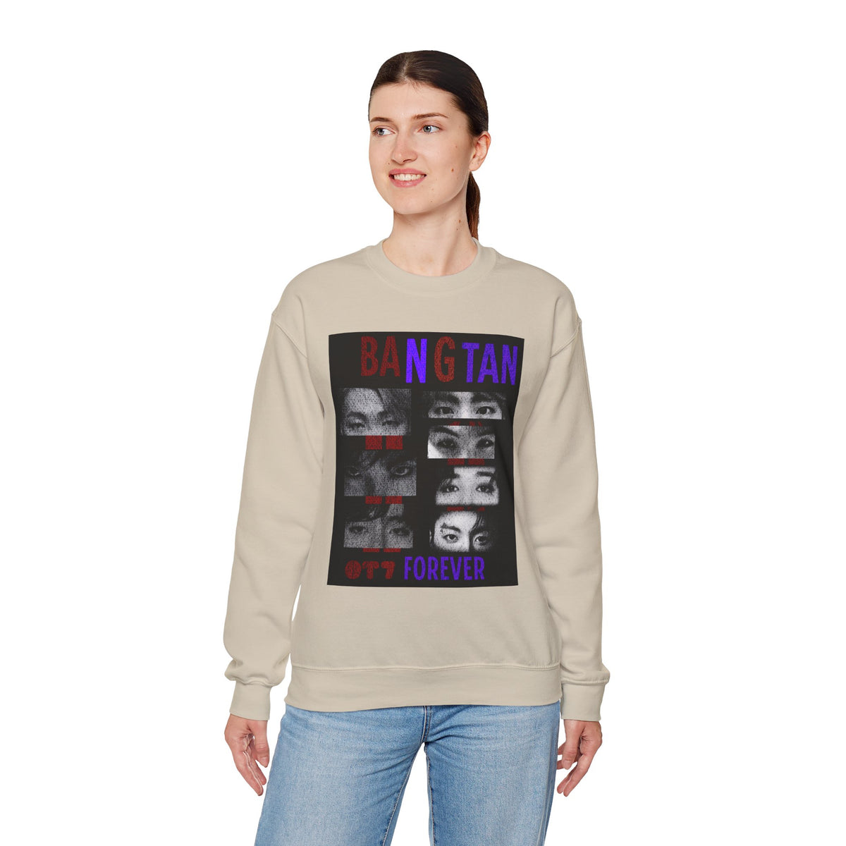 Bangtan Eyes Graphic Sweatshirt — K-Pop Fan Crewneck ("BANGTAN 07 FOREVER")